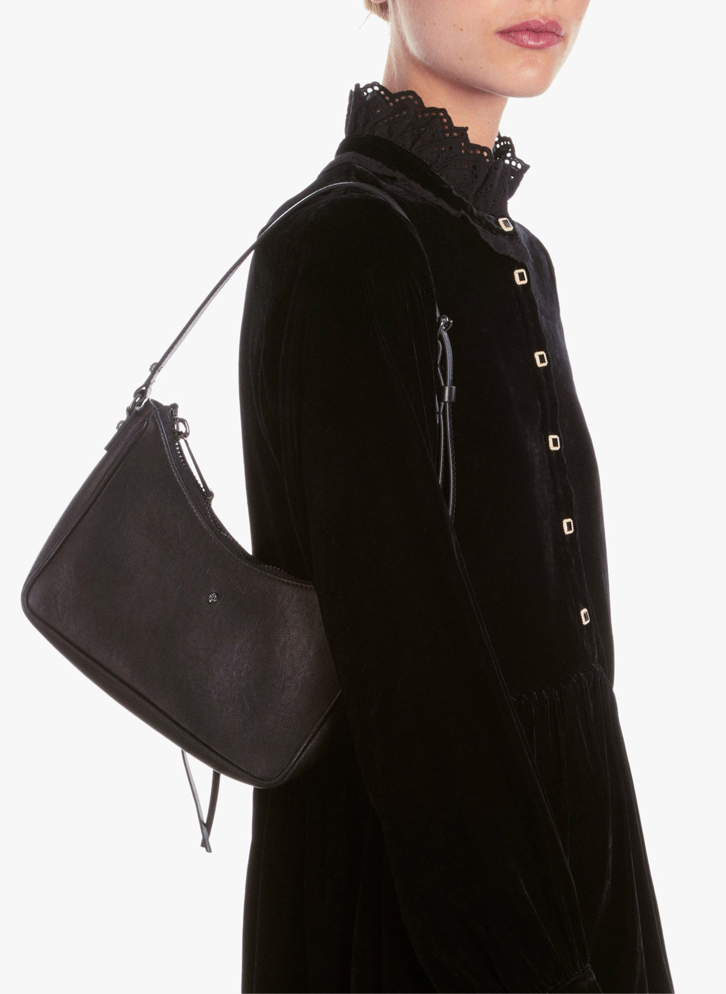 Robe courte à col montant en dentelle THE KOOPLES Noir