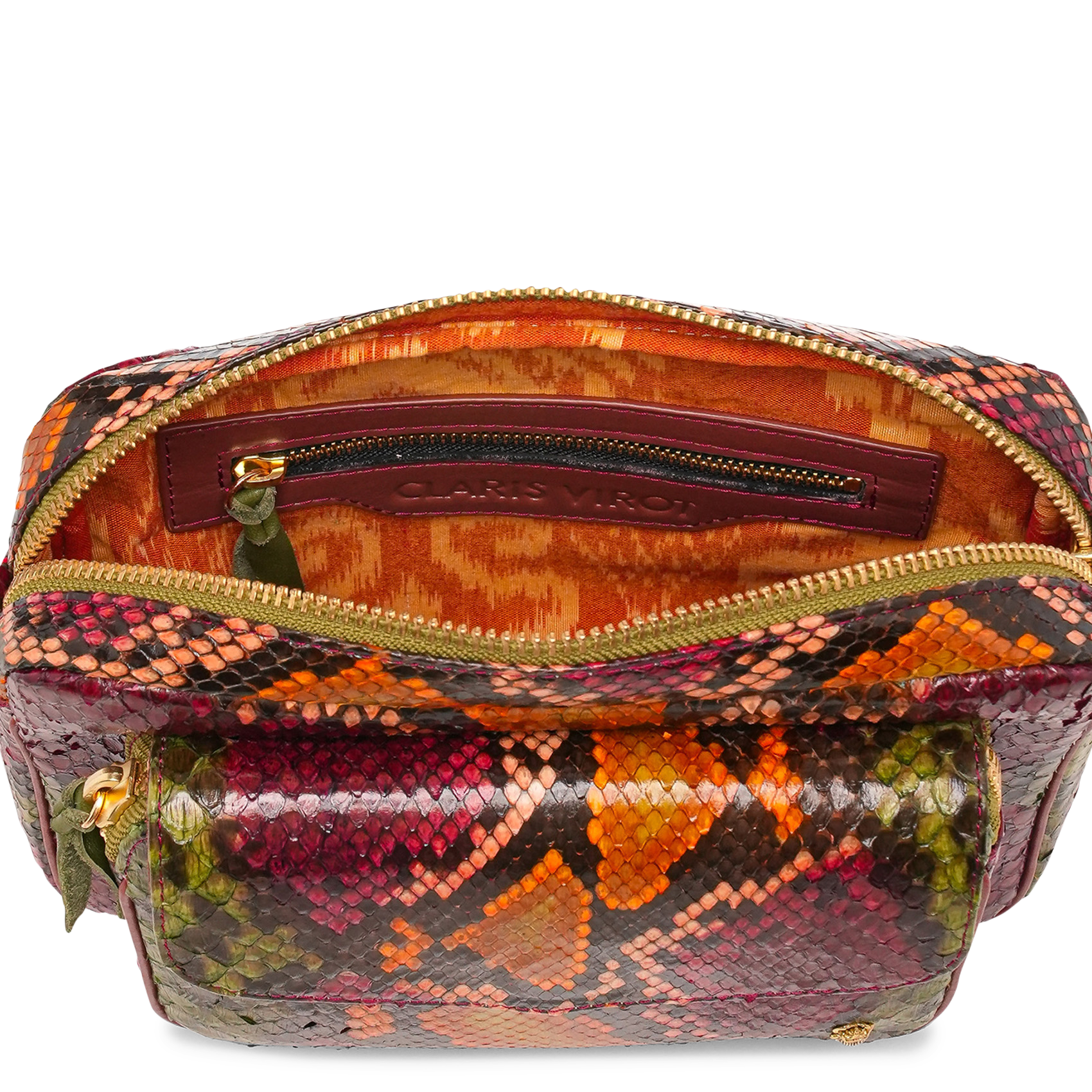 Schoudertas van pythonleer CLARIS VIROT Roze