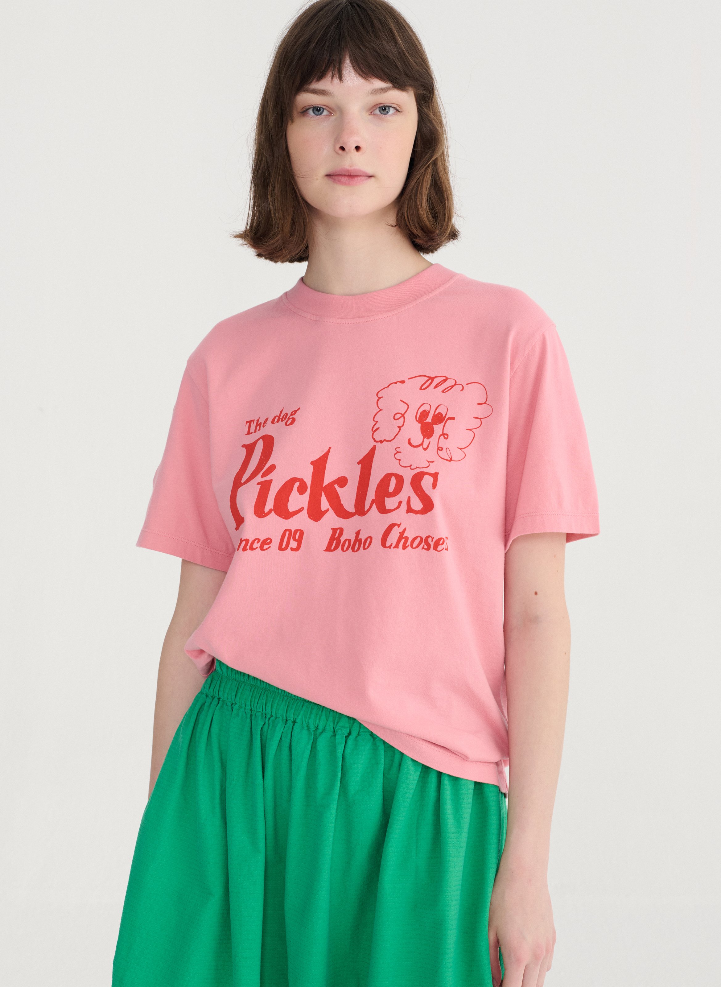 Oversized T-shirt met ronde hals van biologisch katoen met zeefdruk BOBO CHOSES Roze