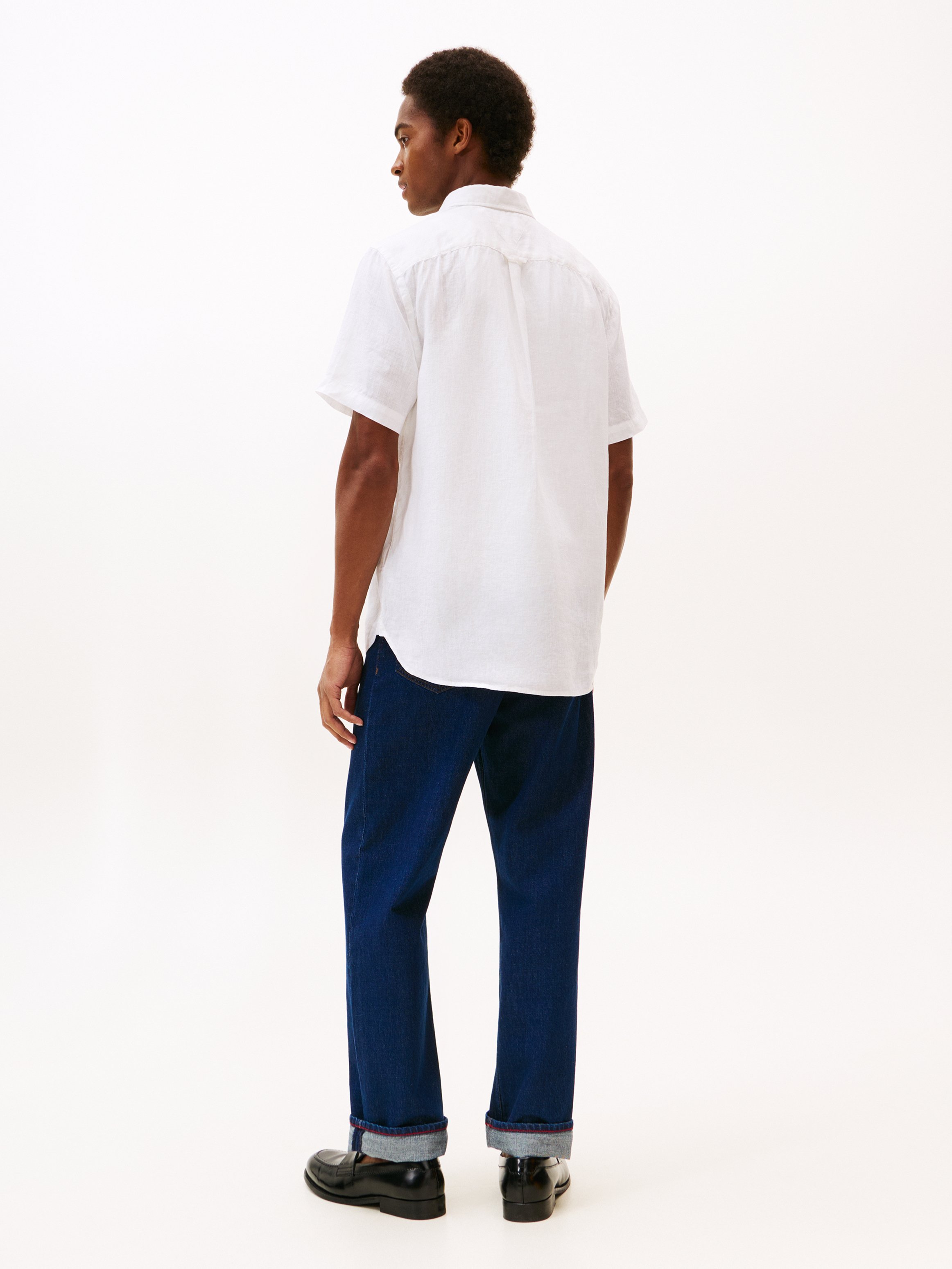 Chemise droite col classique en lin TOMMY HILFIGER Blanc