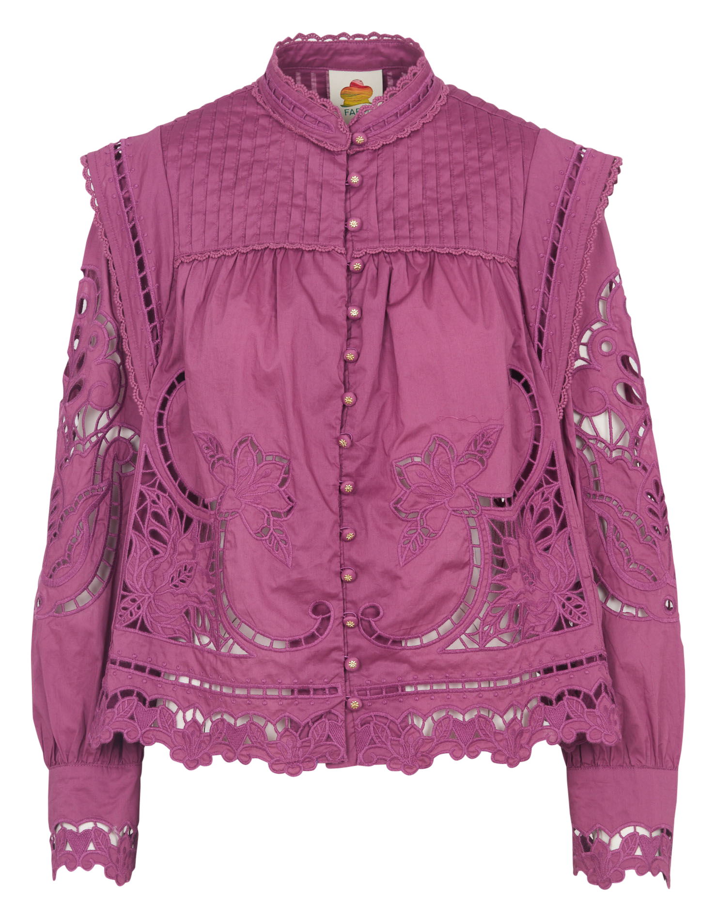 Embroidered round-neck blouse FARM RIO Pink