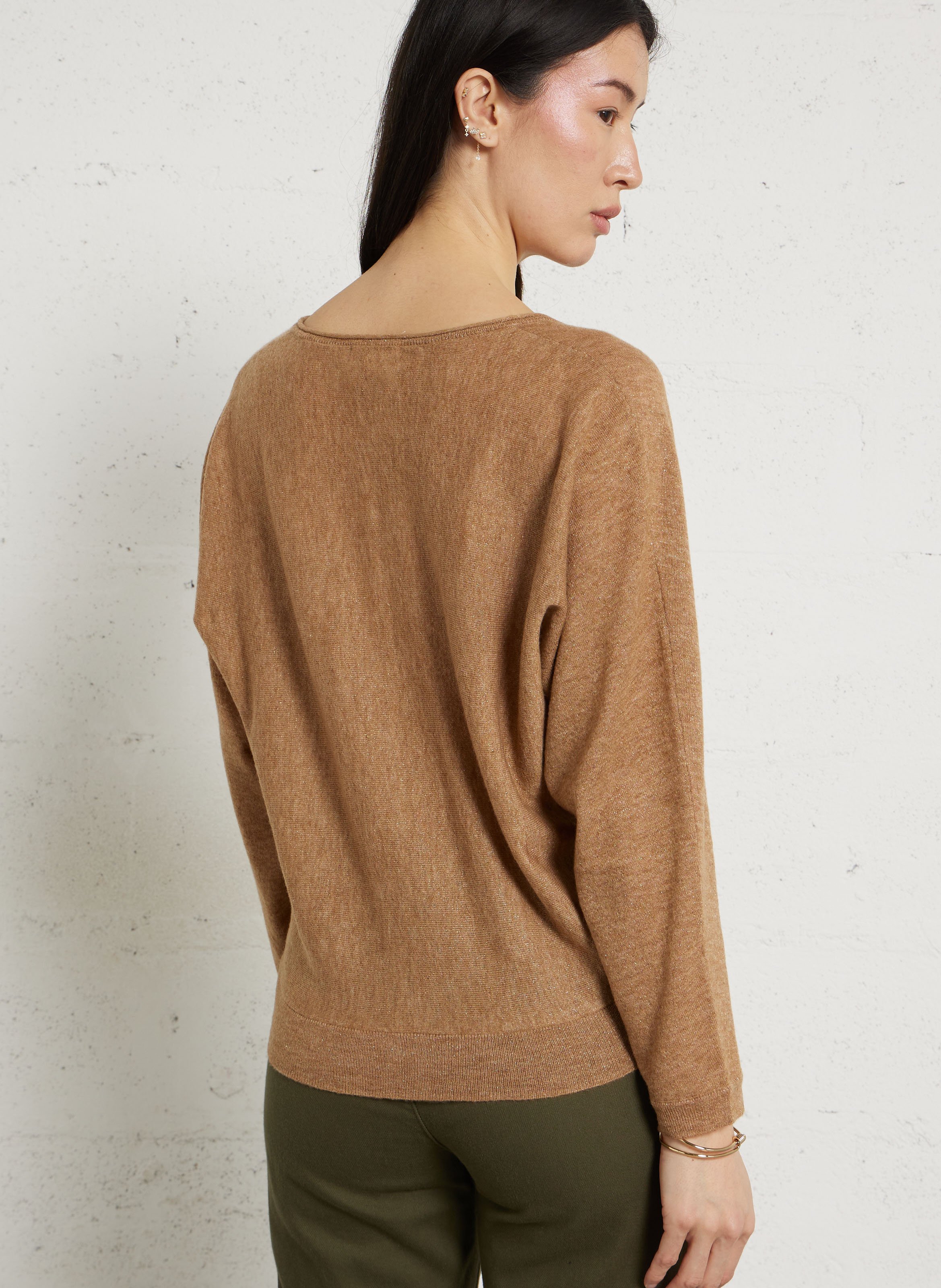Pull ample col V en laine mélangée MAISON 123 Beige