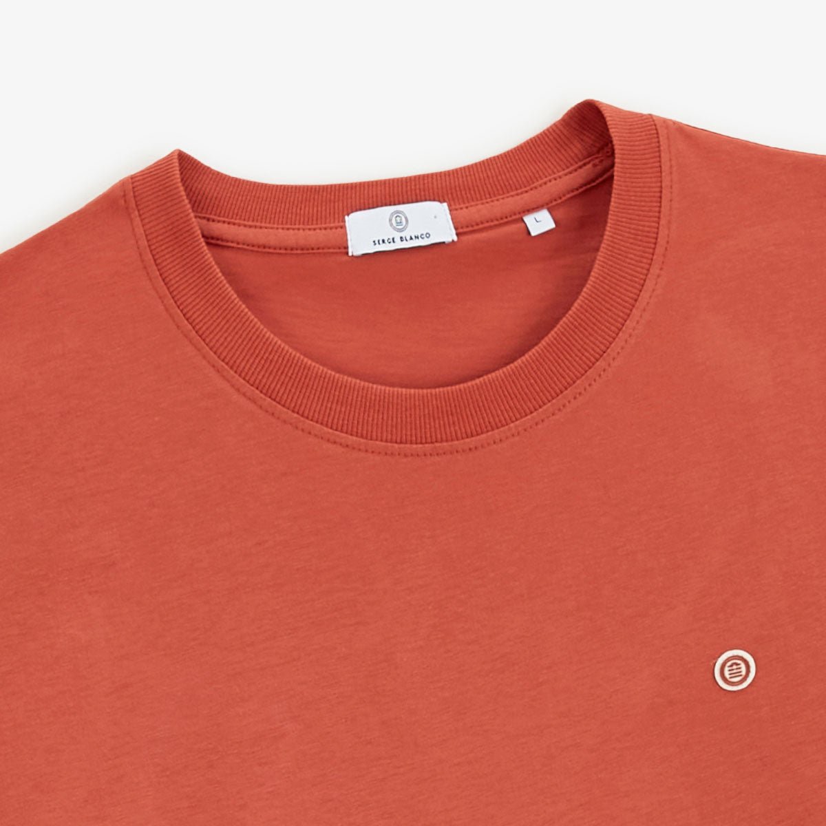 Round neck printed cotton t-shirt with Blanco Biarritz back SERGE BLANCO Orange