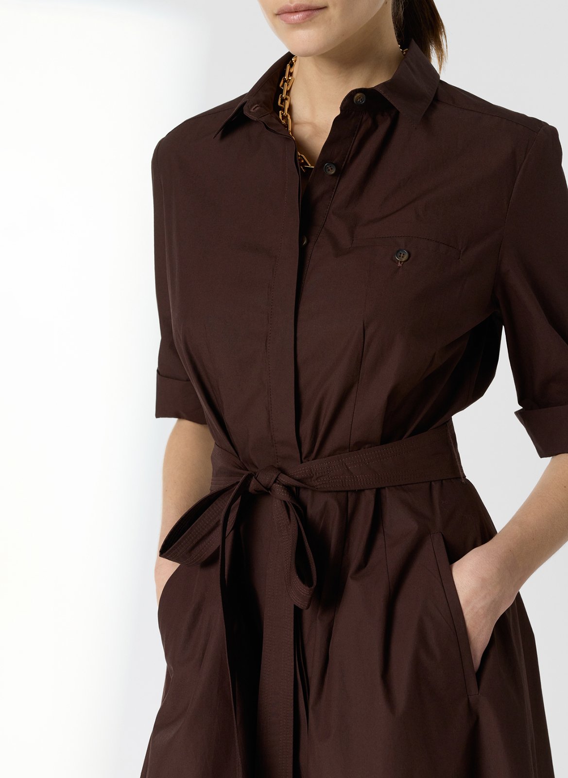Robe midi ceinturée unie GERARD DAREL Marron