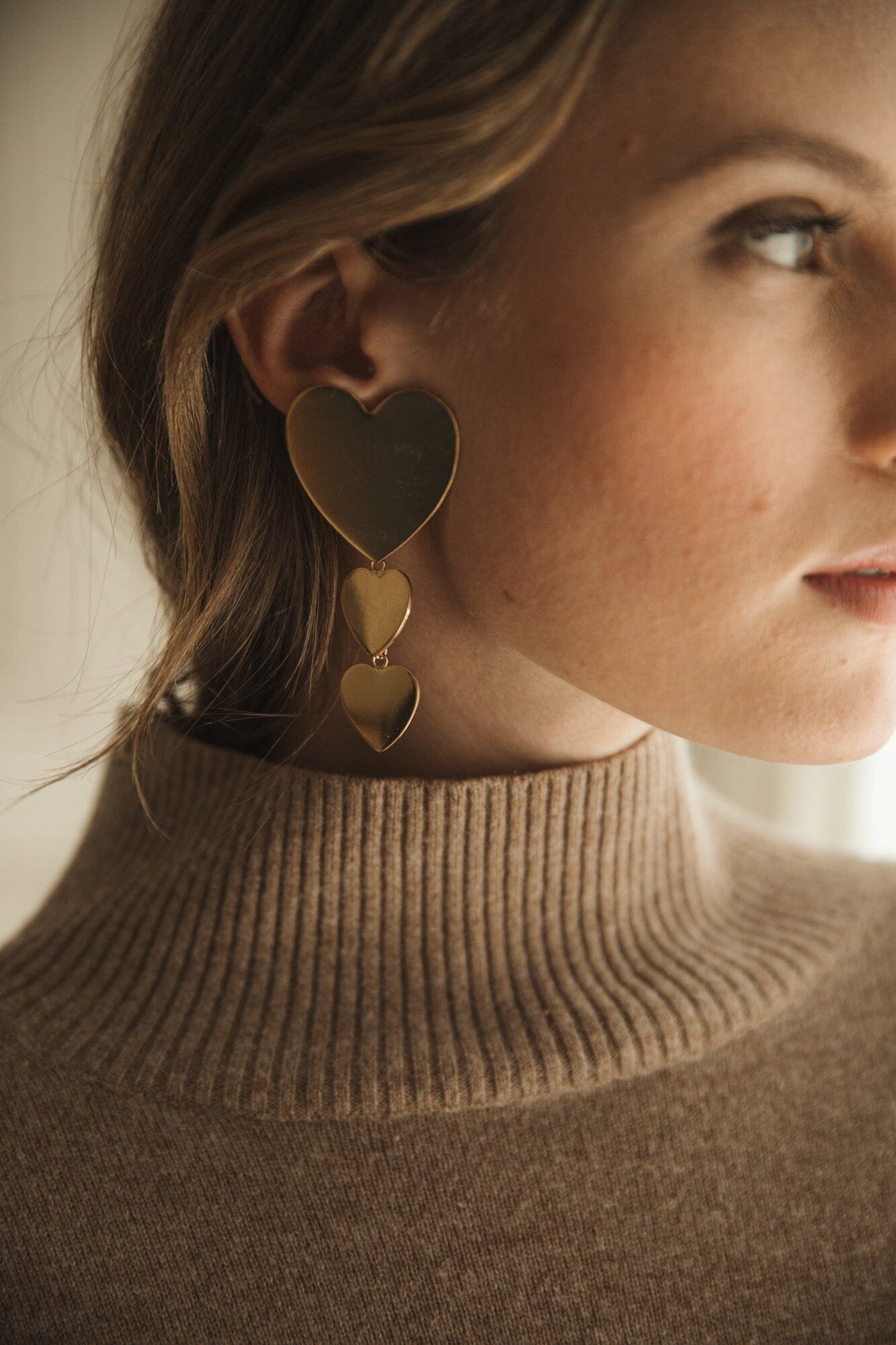 Dangling heart-shaped gold-plated stud earrings MONSIEUR SIMONE Silver