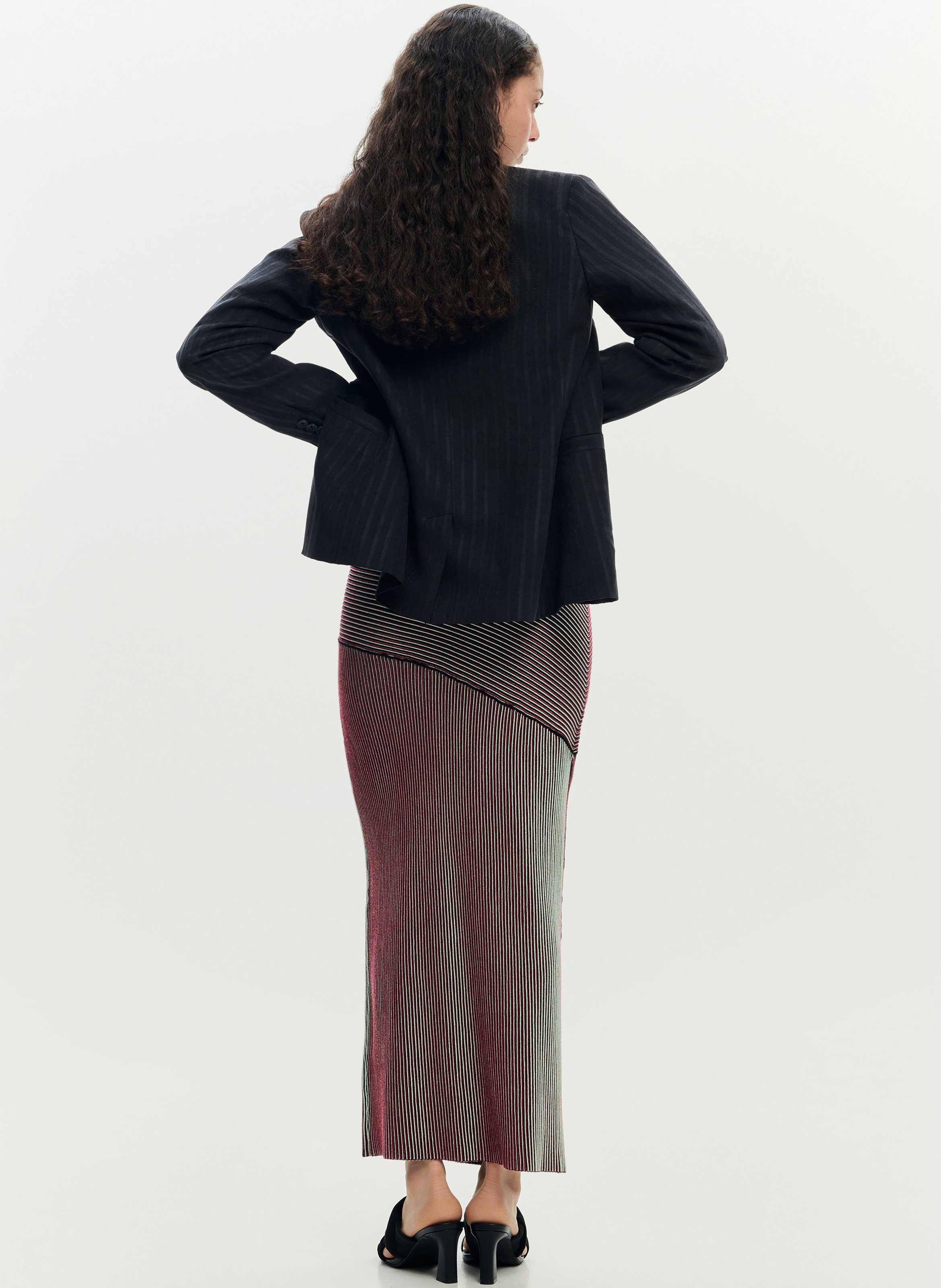 Jupe longue ajustée rayée DESIGUAL Vert