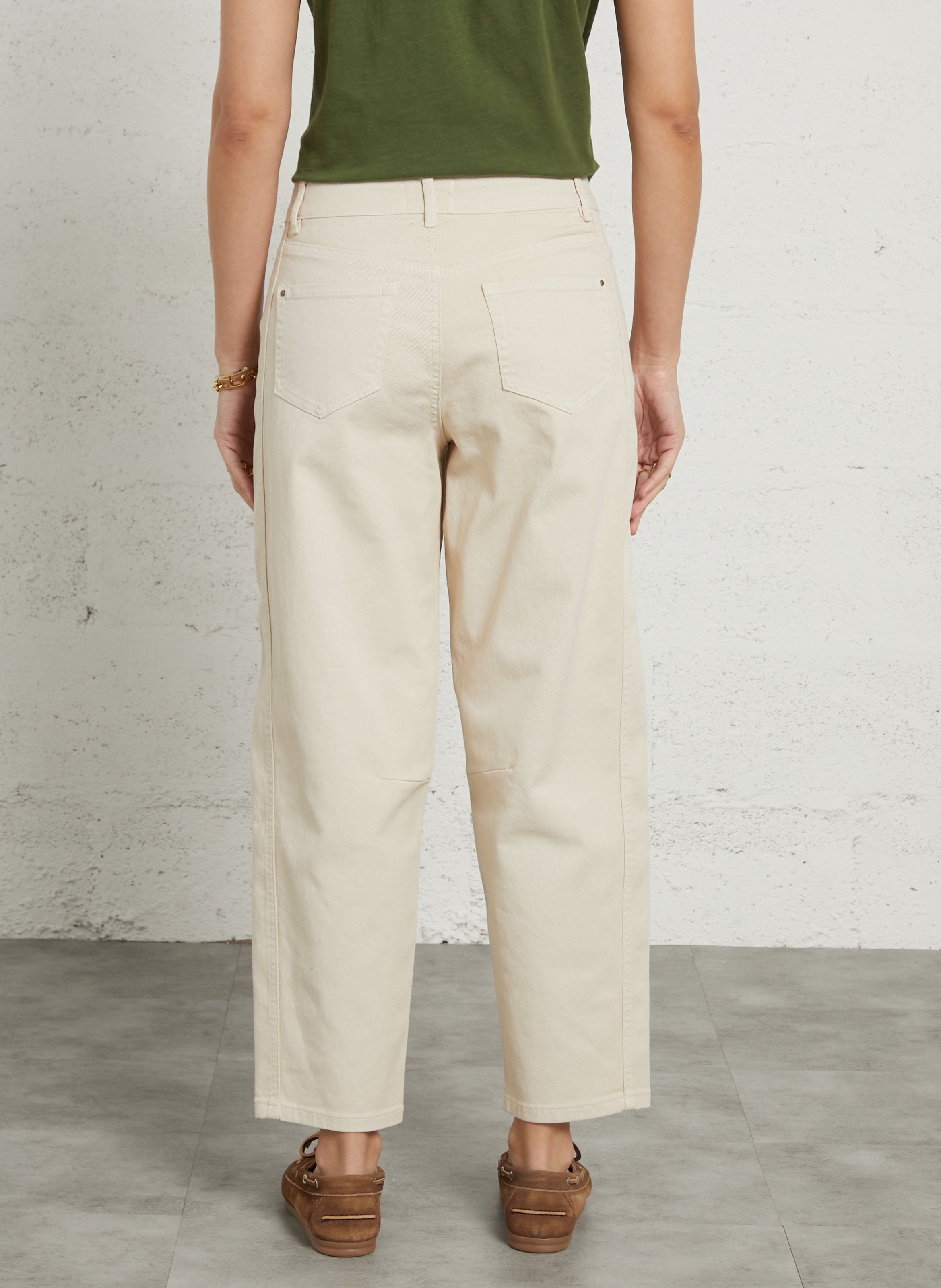 High-rise wide-leg cotton-blend jeans MAISON 123 Beige