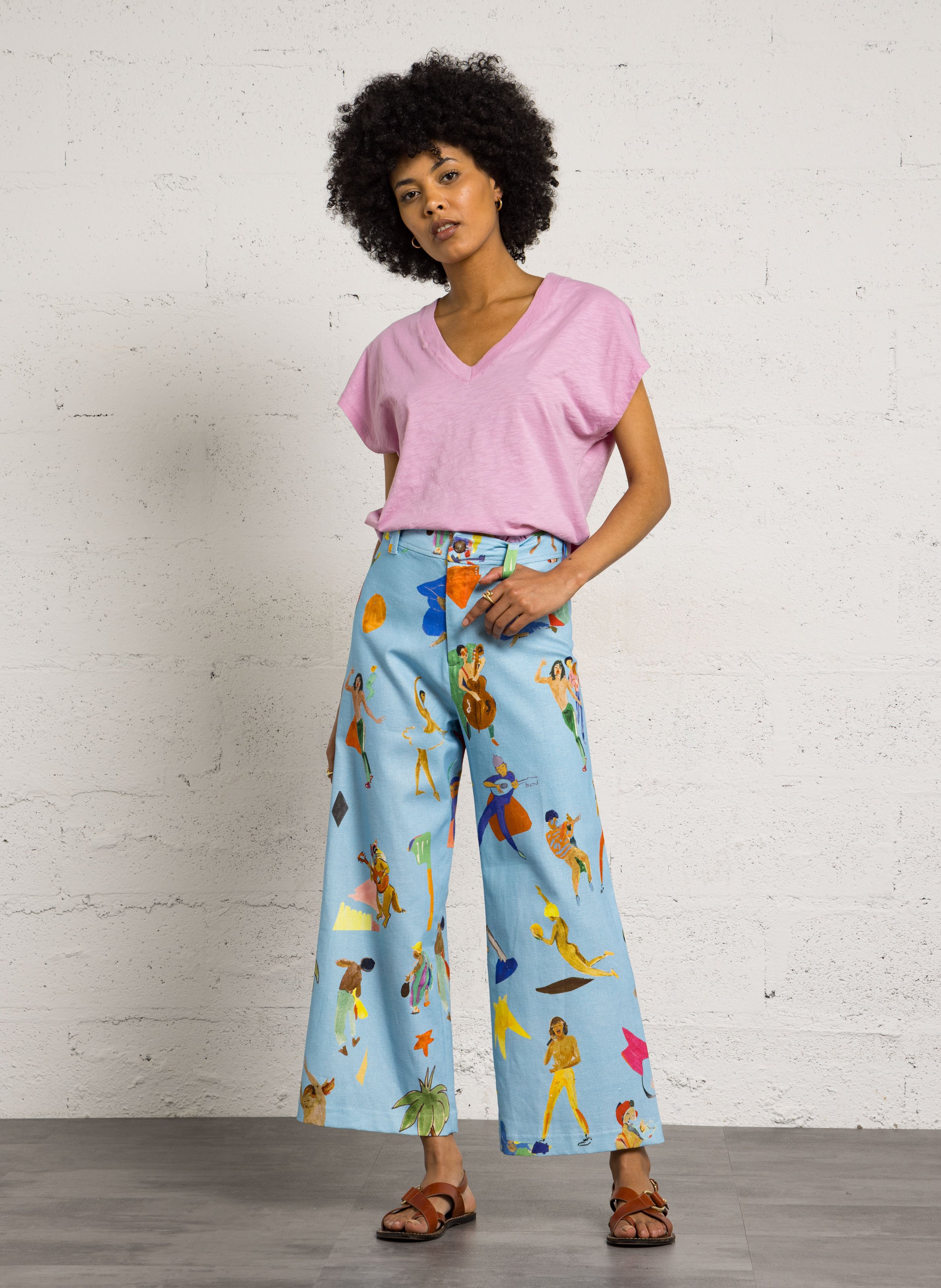 Norton printed straight trousers G.KERO Blue