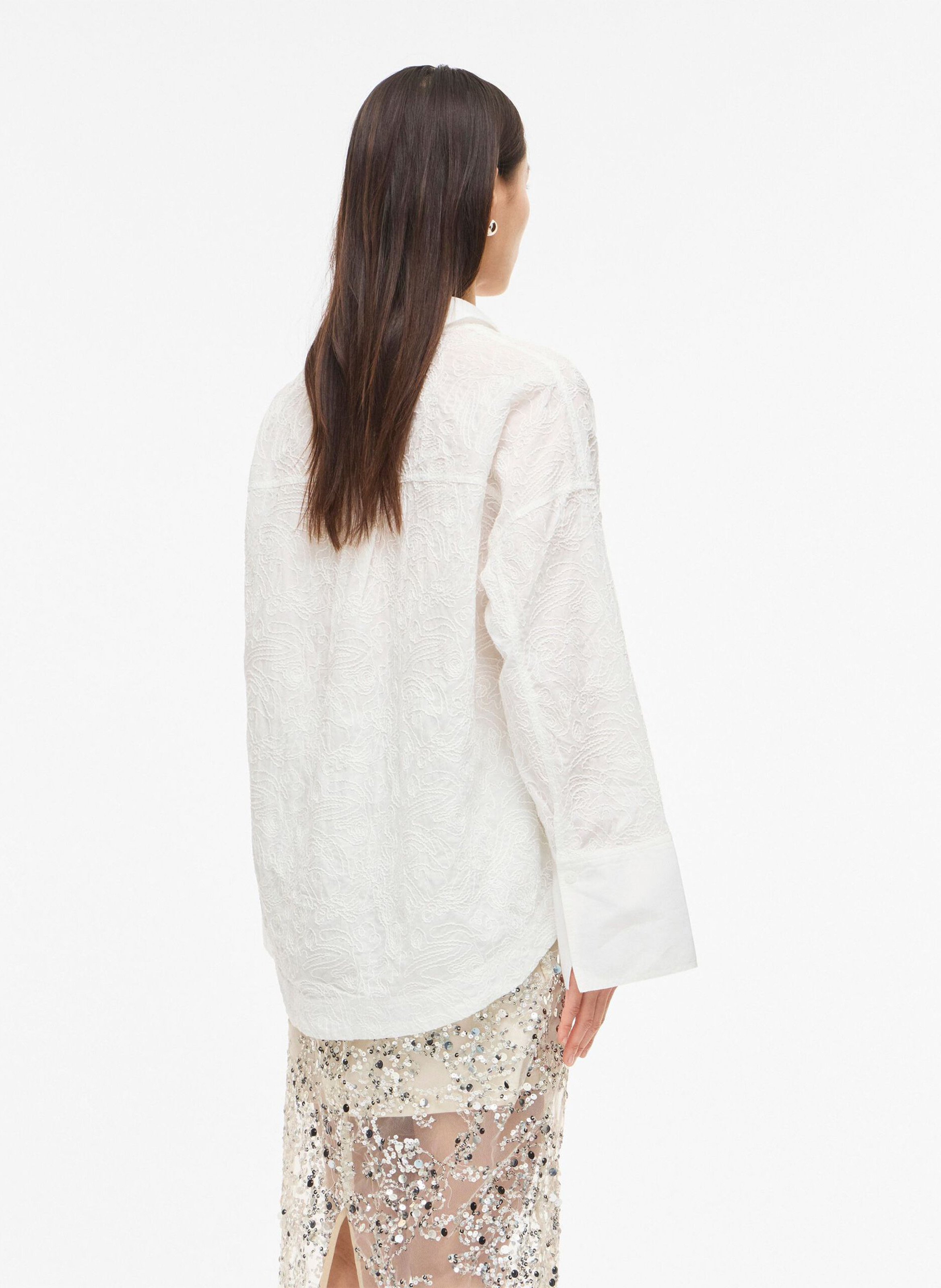 Chemise oversize en coton brodé ROUGE EDIT Beige
