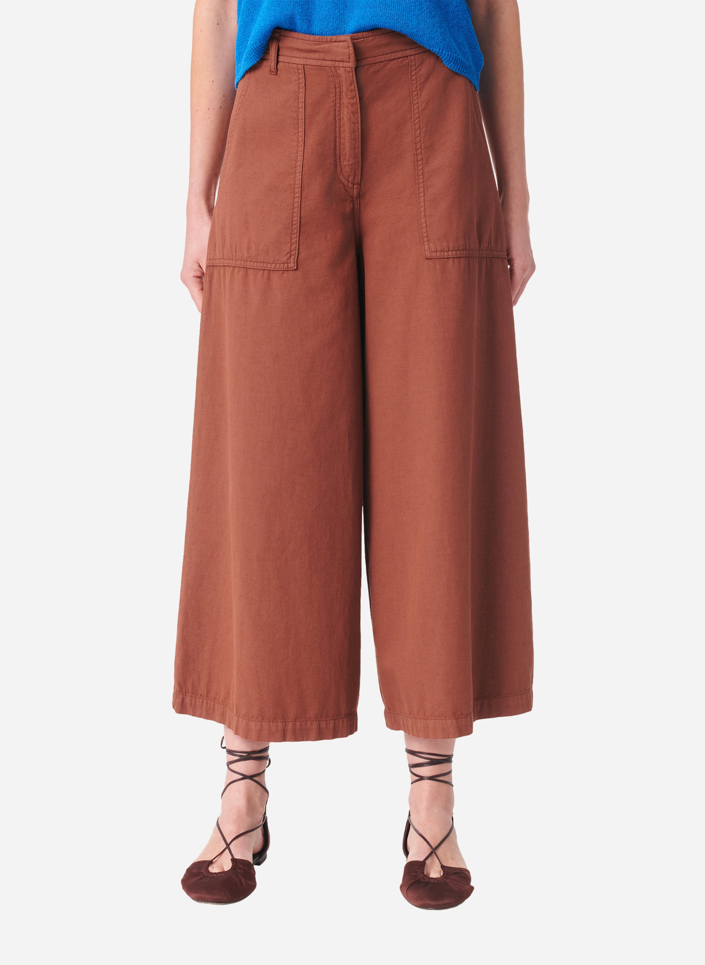 Pantalon large à poches uni VANESSA BRUNO Marron