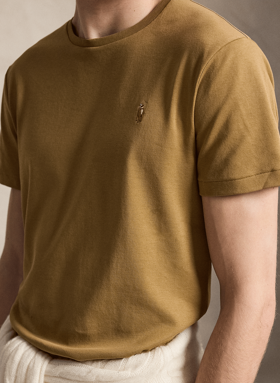 Rundhals-T-Shirt aus Pima-Baumwolle mit Pony Player, Slim Fit POLO RALPH LAUREN Braun
