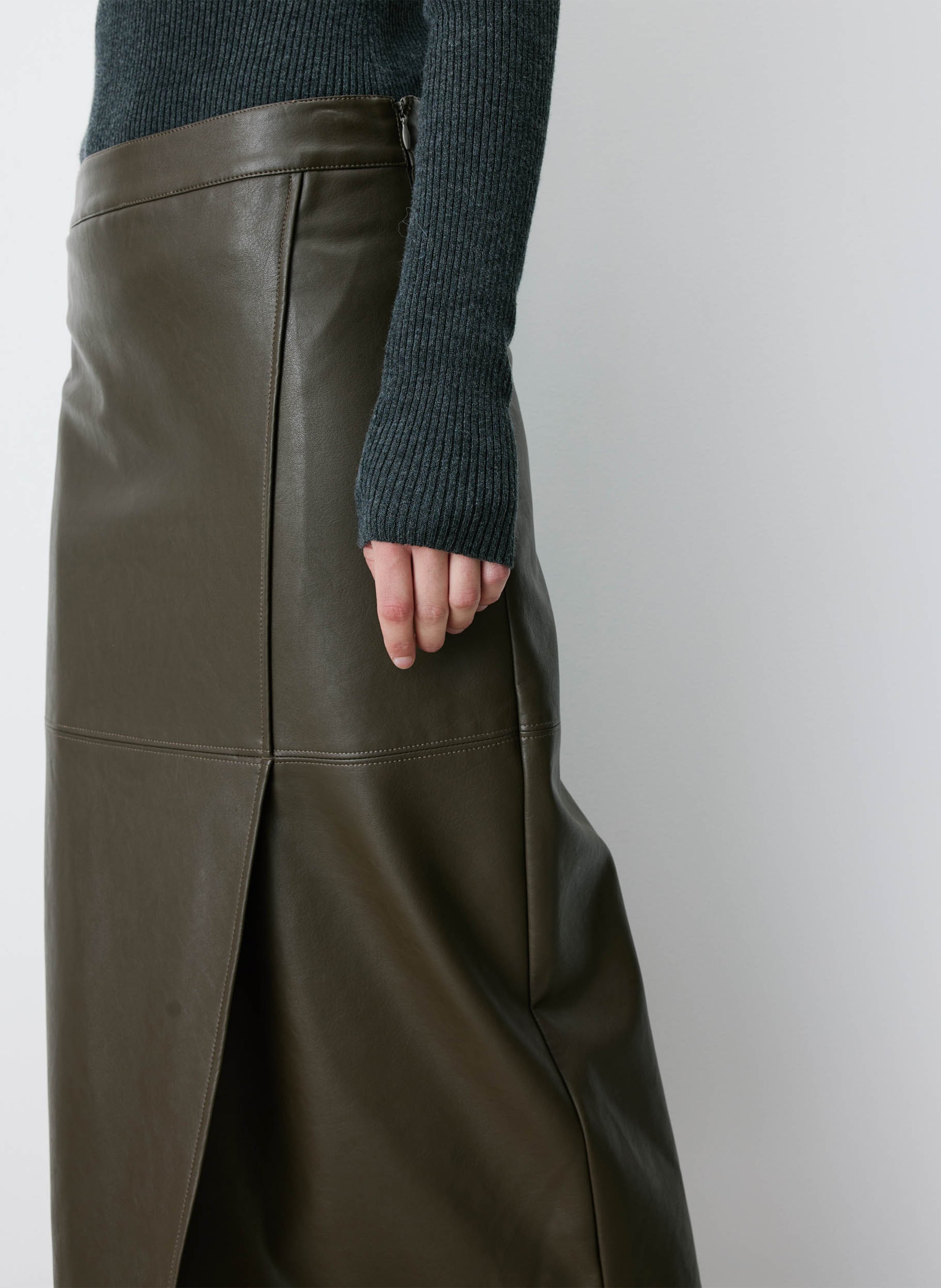 Jupe midi droite effet cuir | Vert GRACE ET MILA Femme