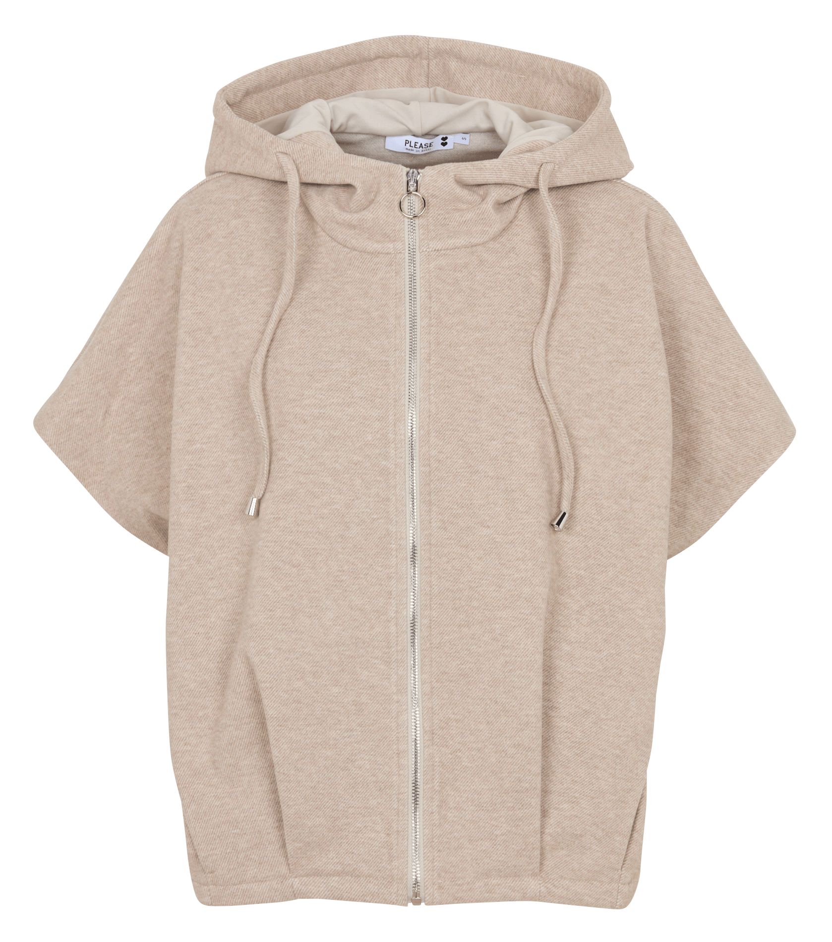 Sleeveless zippered sweatshirt PLEASE Beige