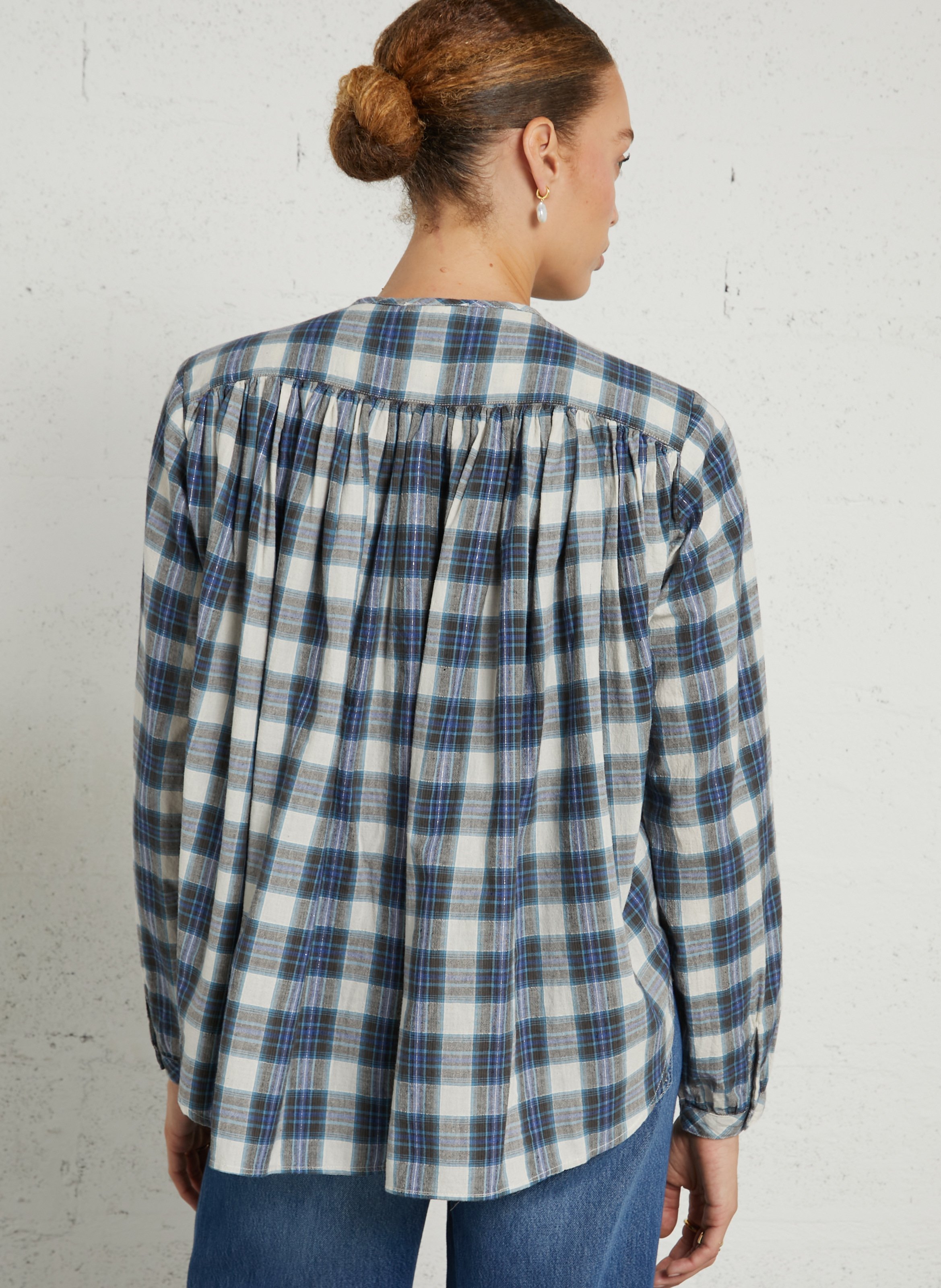 Round-neck cotton-blend shirt FEEKA Blue