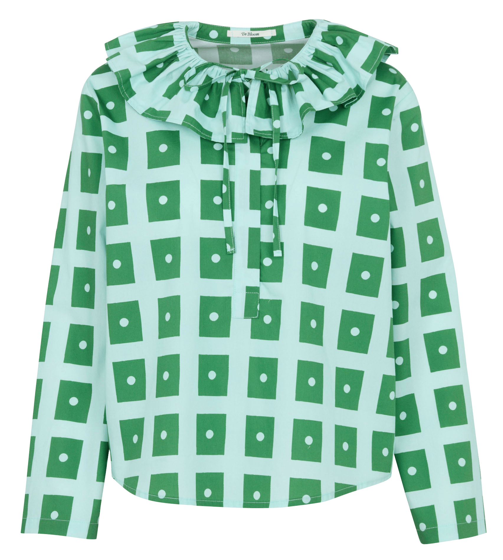 Gerade geschnittene Baumwollbluse mit Bubikragen und Vichy-Print DR BLOOM