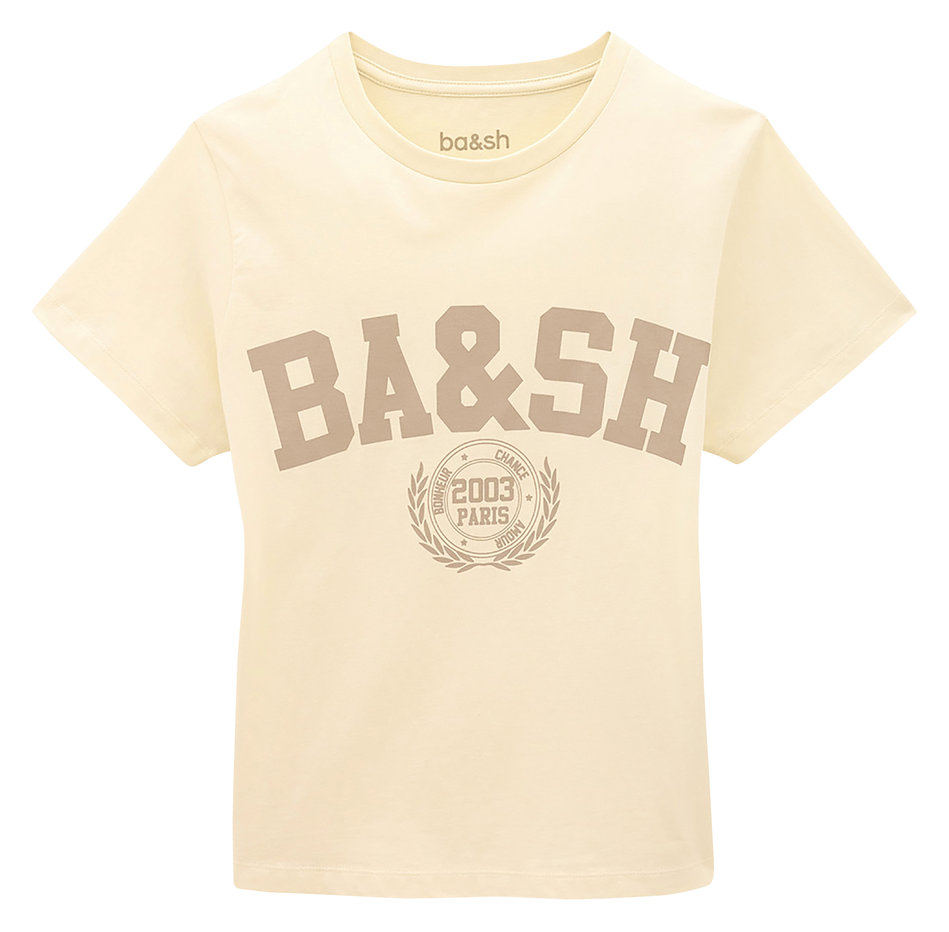 Tee-shirt imprimé manches courtes en coton BA&SH Beige