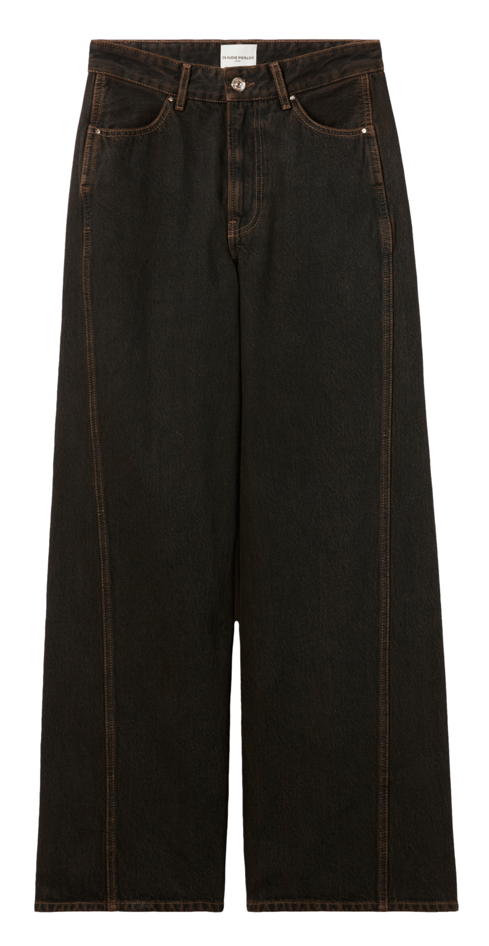 Wijde, verwassen jeans met hoge taille CLAUDIE PIERLOT Bruin