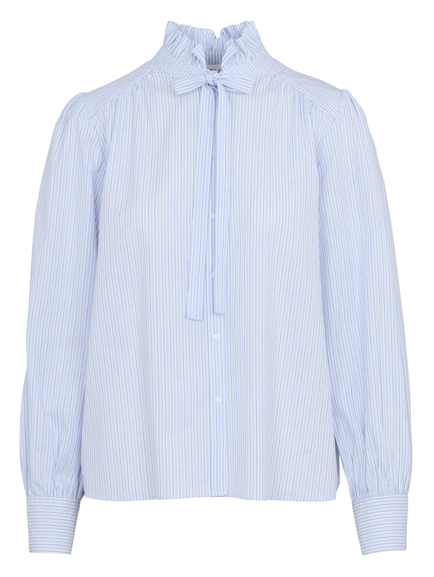 Gestreepte blouse met ruches aan de kraag van katoen SUD EXPRESS Blauw