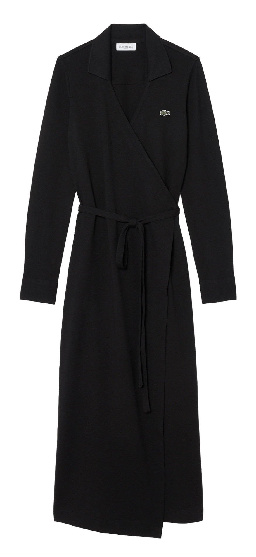 Robe cache-cœur cintrée en coton mélangé LACOSTE Noir