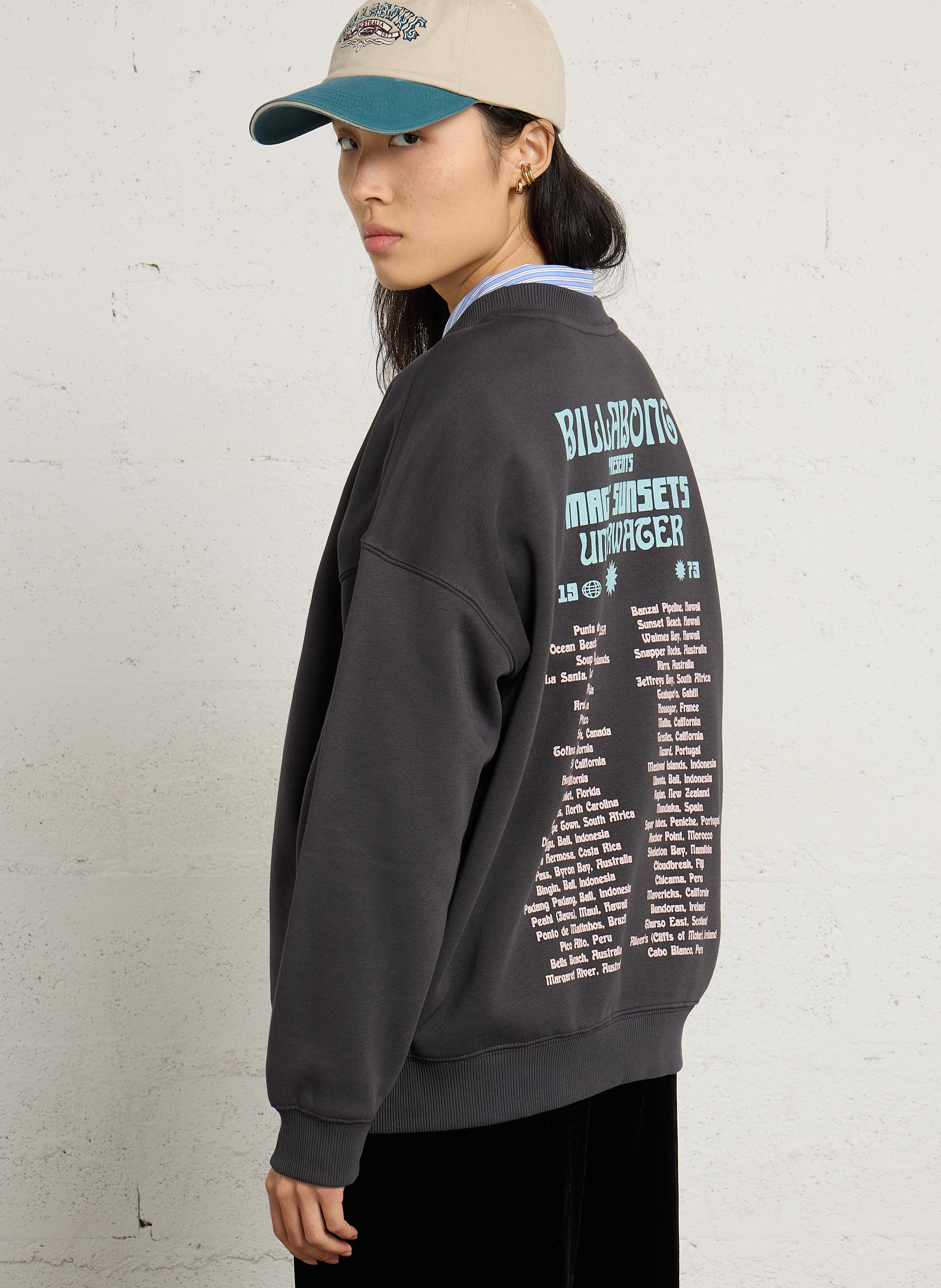 Gerader Baumwoll-Pullover mit Muster BILLABONG Schwarz