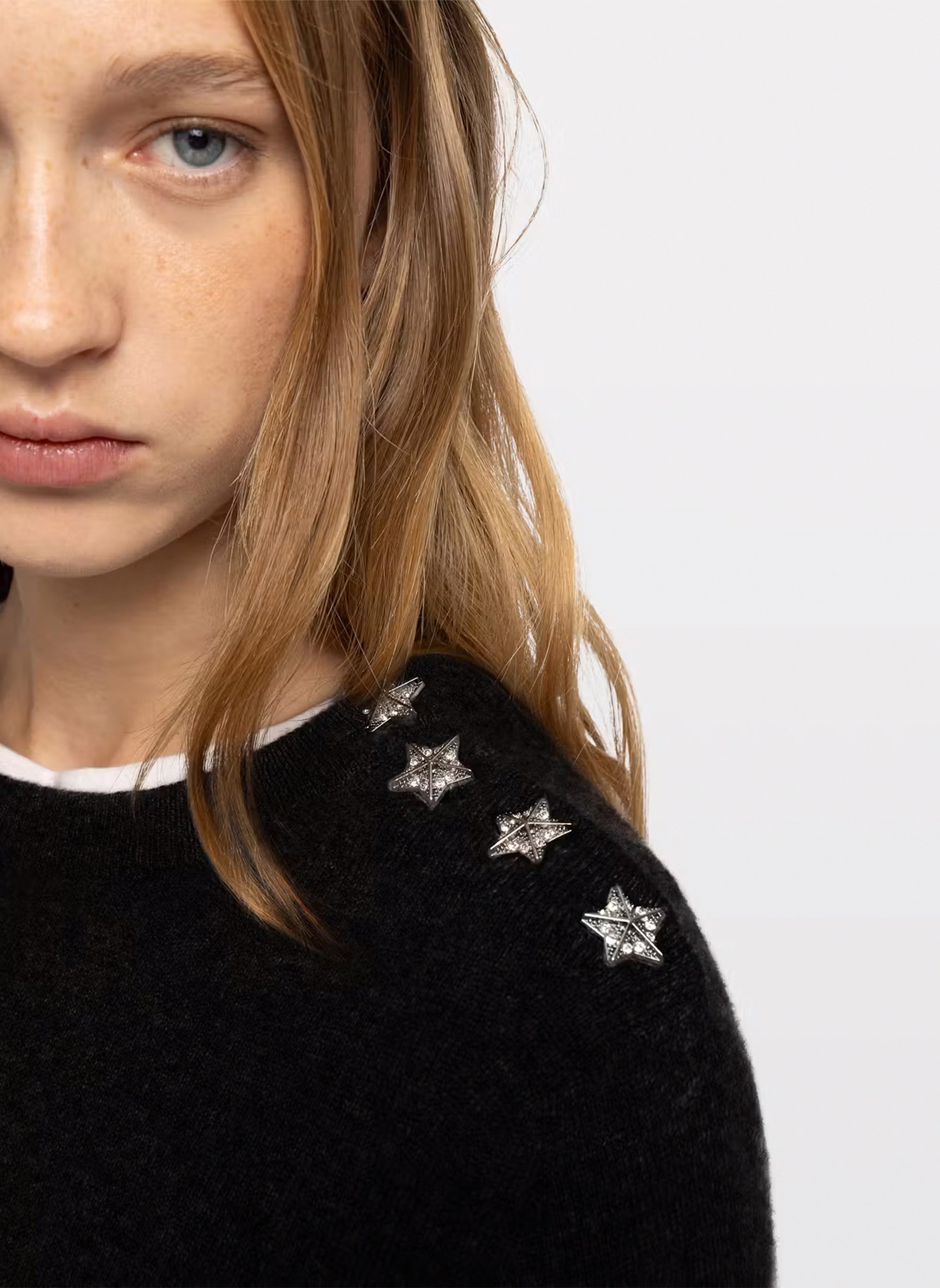 Straight cashmere sweater with round neck | Black ZADIG&VOLTAIRE Women