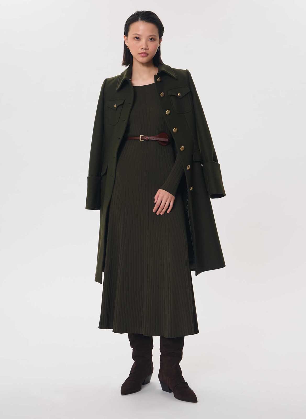 Lange jurk met open rug van effen tricot TARA JARMON Groen