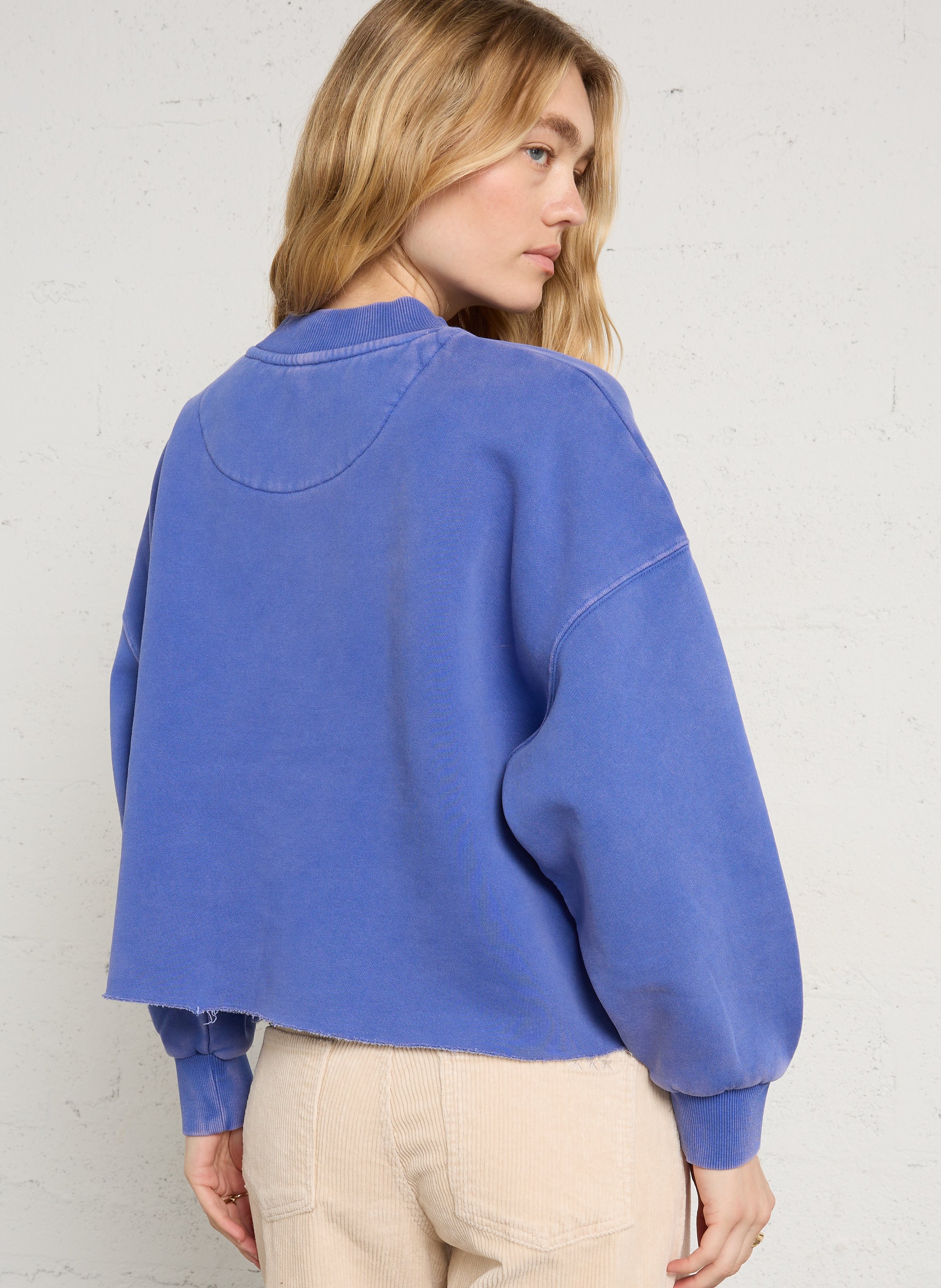 Pull court sérigraphié en coton NEWTONE Bleu