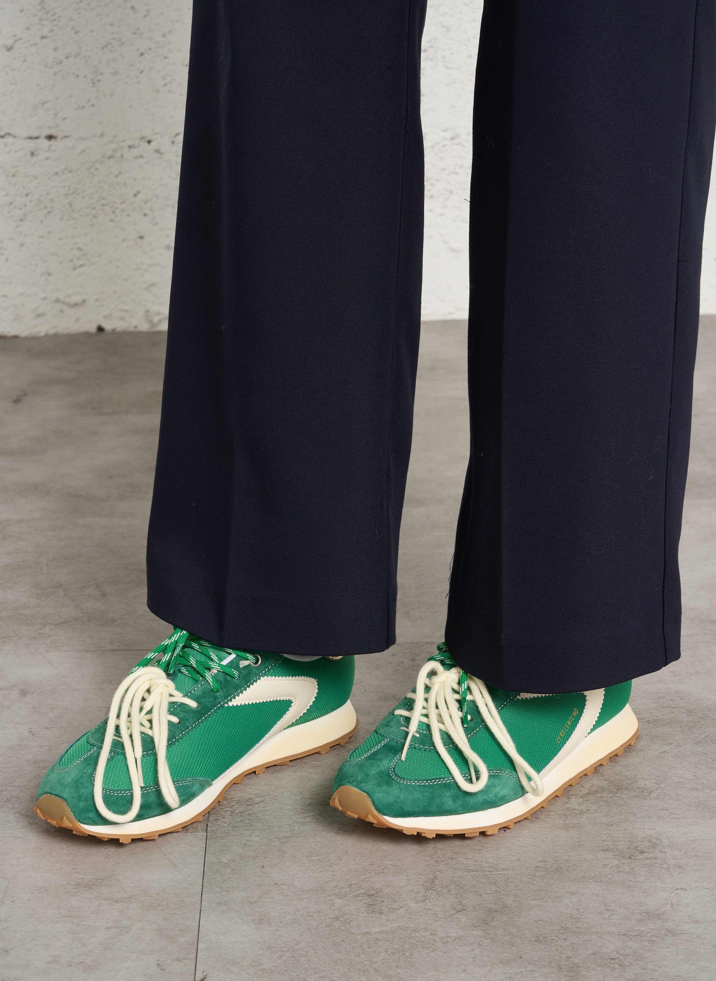 Two-tone low-top lace-up sneakers 0'105 Green