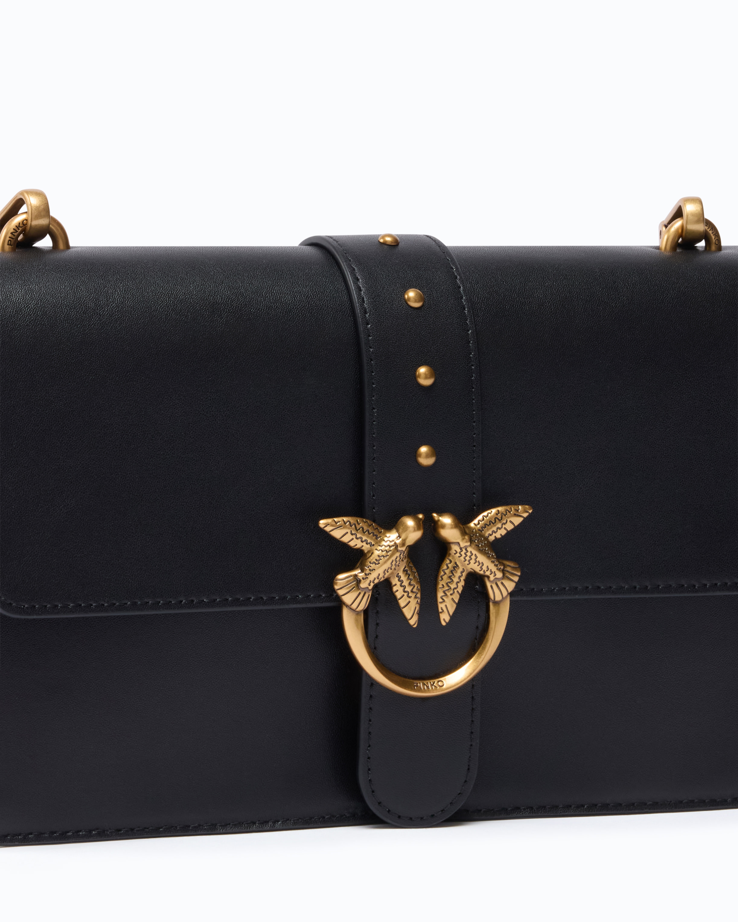 Sac à main moyen love bag one en cuir avec new buckle PINKO Noir