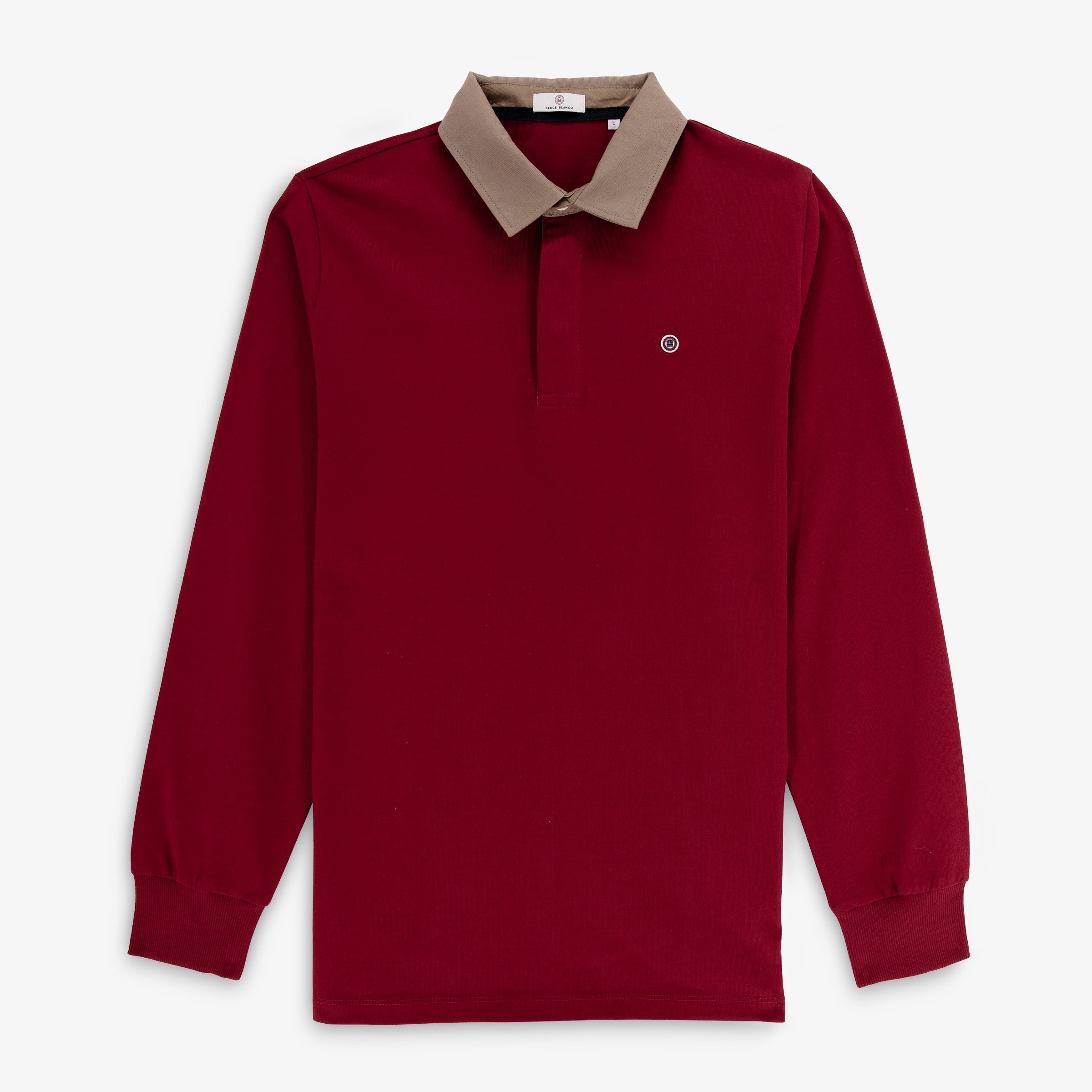 Long-sleeved cotton rugby shirt SERGE BLANCO Red