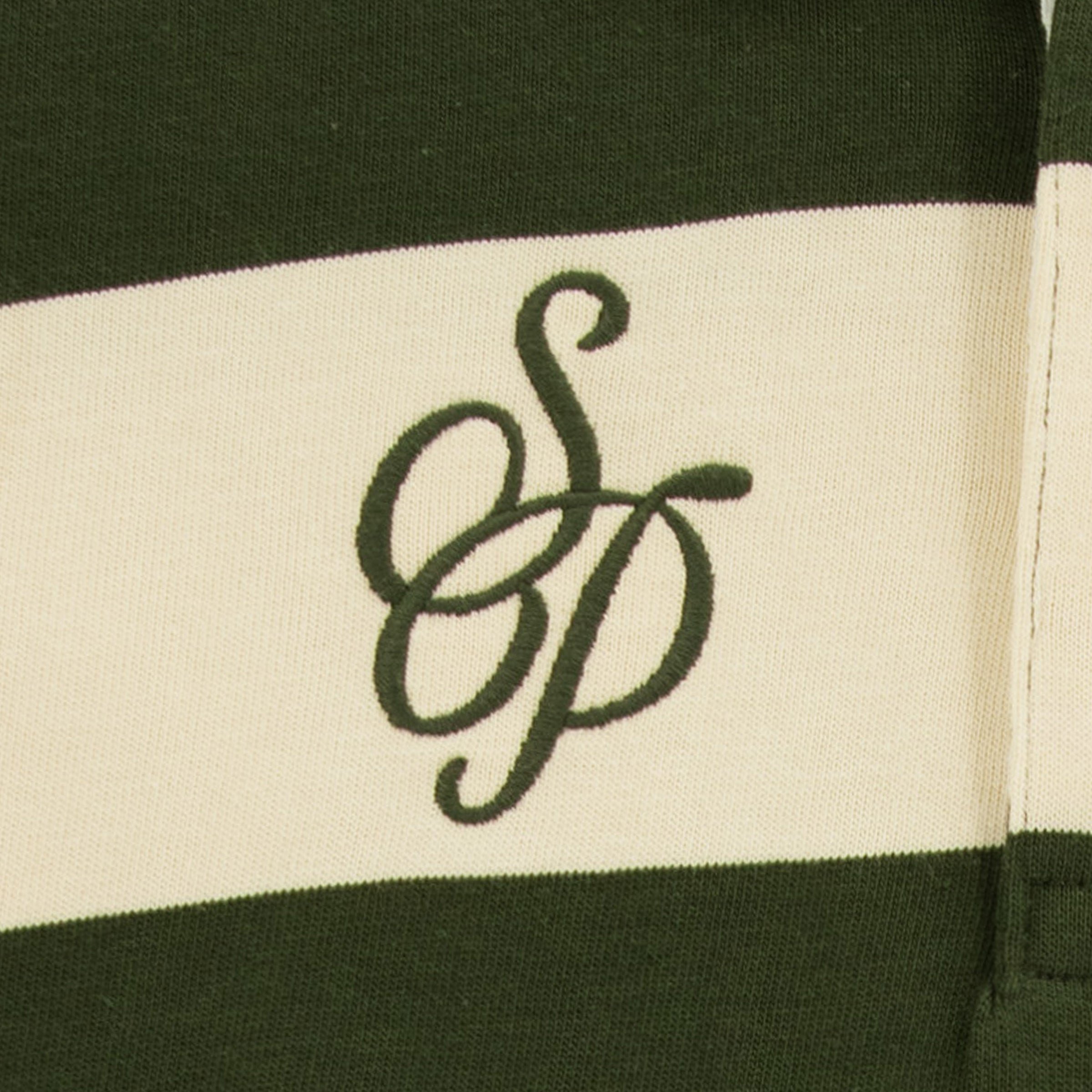 Striped long-sleeved rugby shirt with embroidery SERGE BLANCO Green
