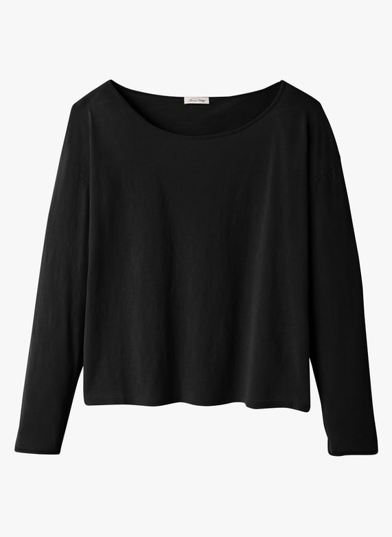 Tee-Shirt ample à col bateau en coton Aksun Noir American vintage