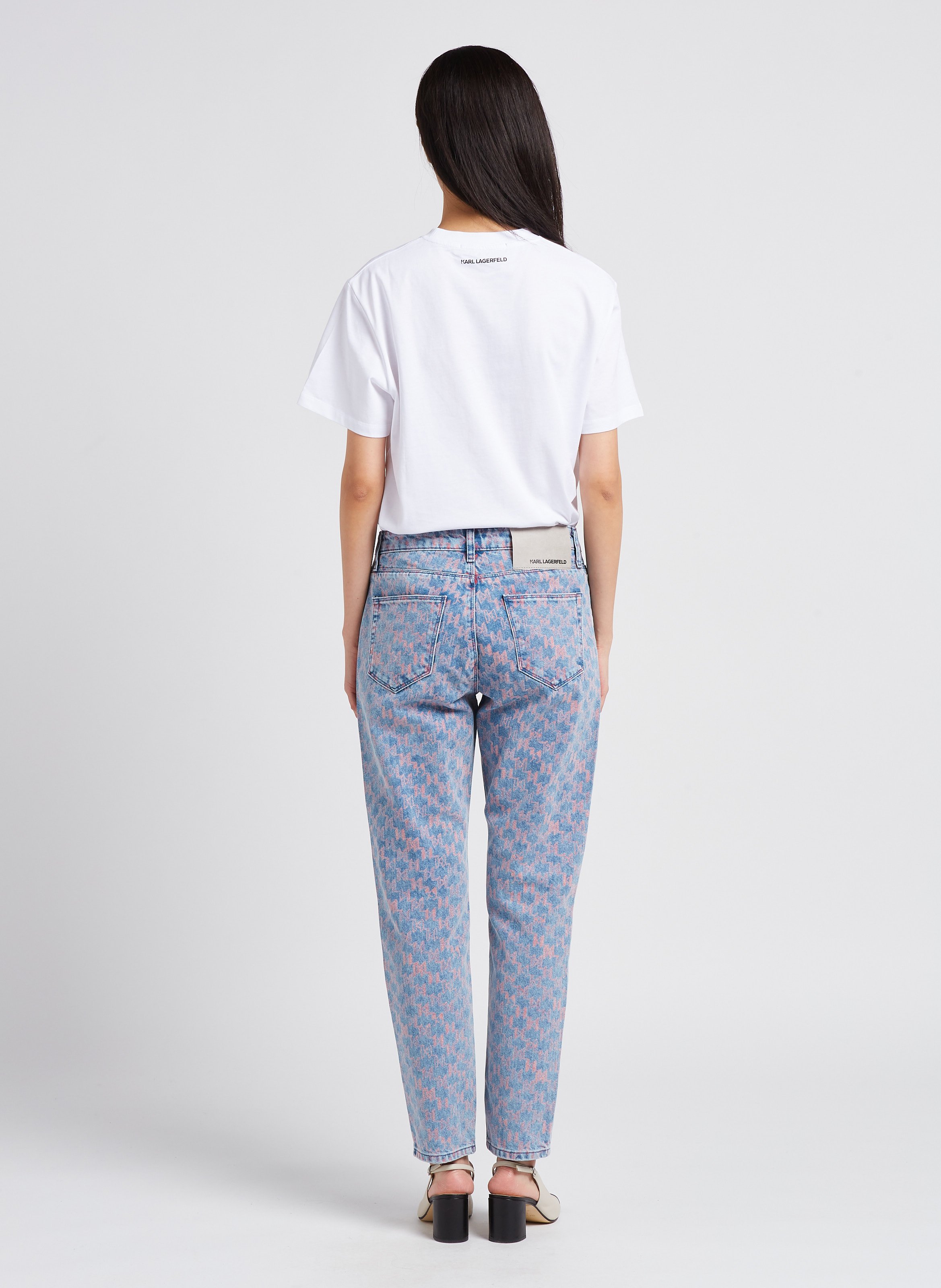 Cotton-blend straight-leg jeans KARL LAGERFELD Faded jeans