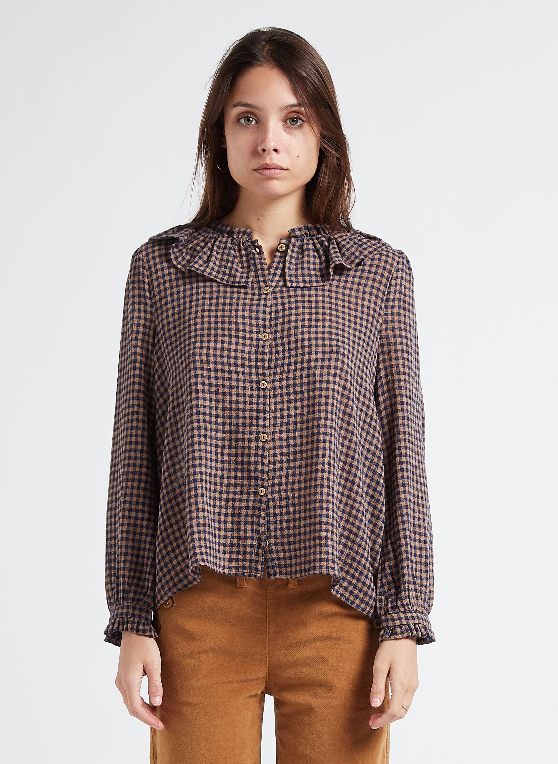 Blouse col 2024 volanté femme