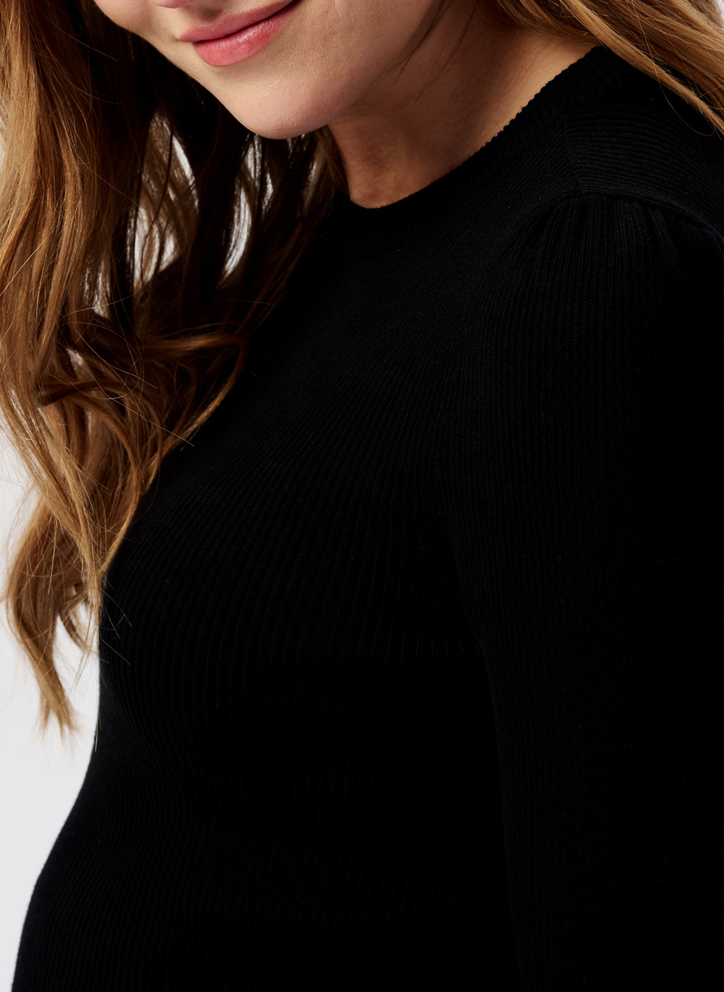 Pull col rond à rayures en coton bio mélangé  NOPPIES Noir