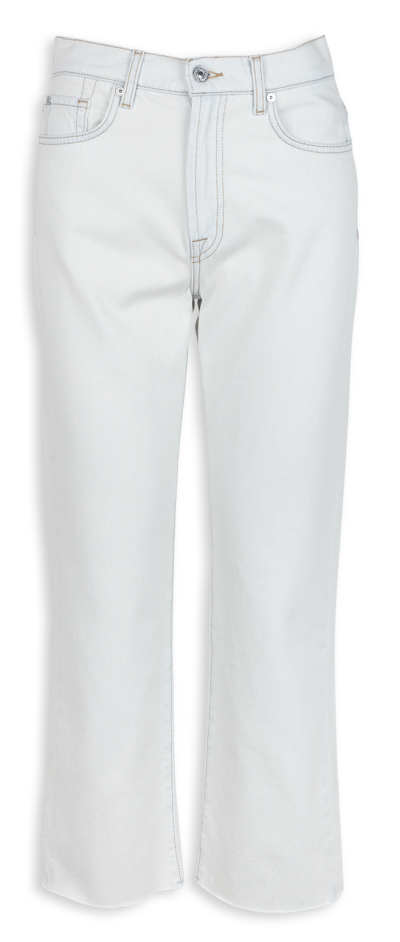 Rechte, katoenen jeans met hoge taille 7 FOR ALL MANKIND Blauw