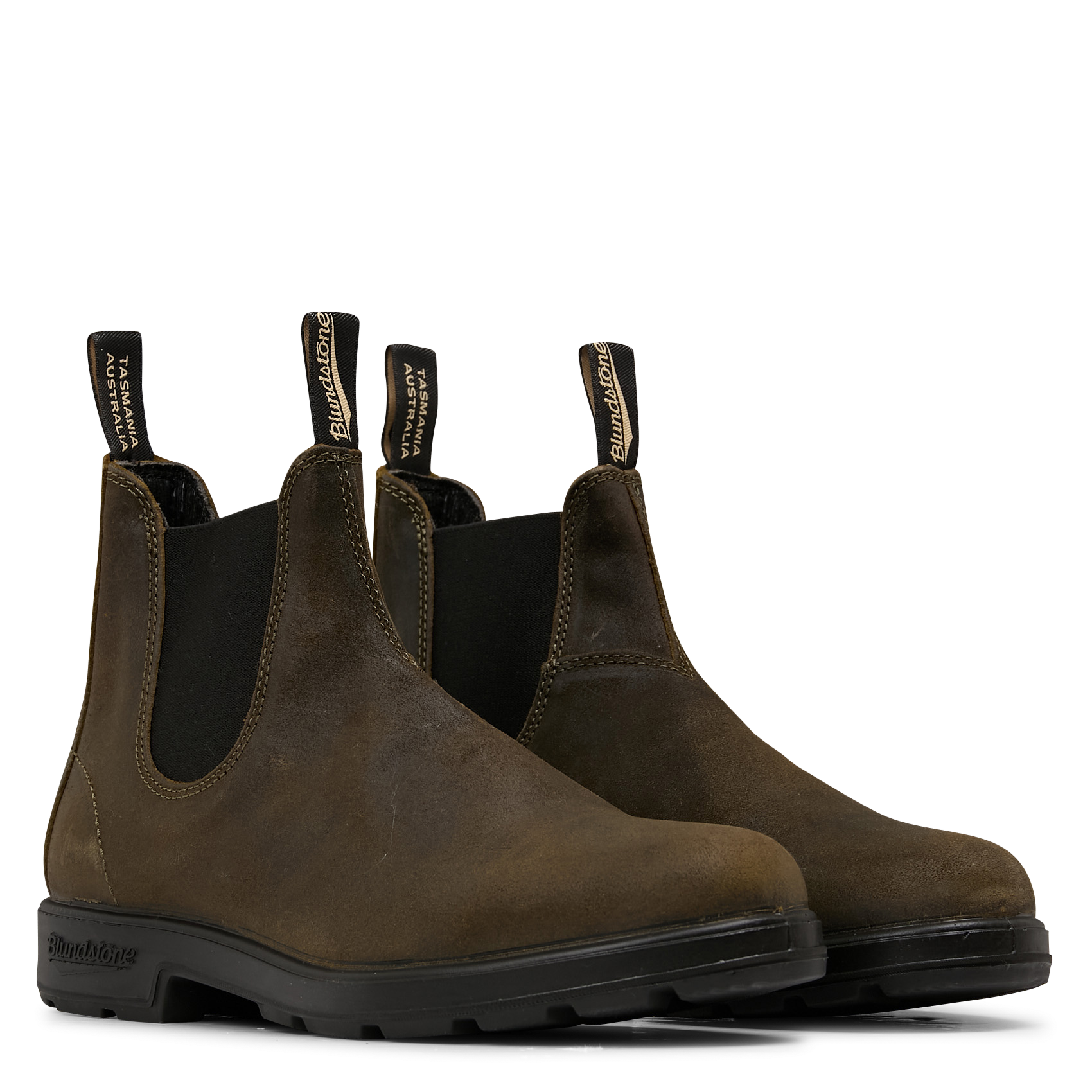 Mixed leather ankle boots BLUNDSTONE Khaki