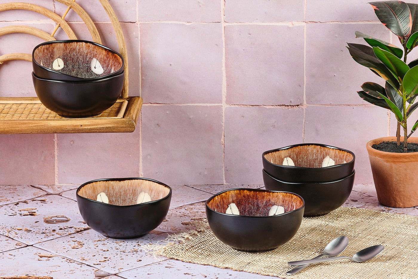 Bol iris ø12cm - 6 pièces - marron sauvage BJORN Marron