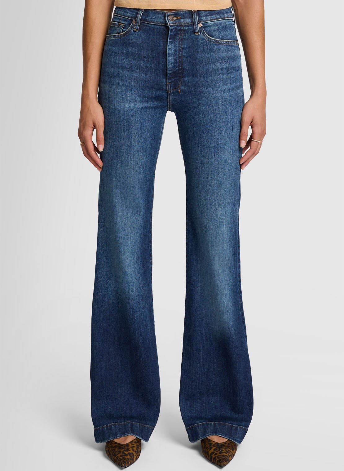 Cotton-blend bell bottom jeans 7 FOR ALL MANKIND Blue