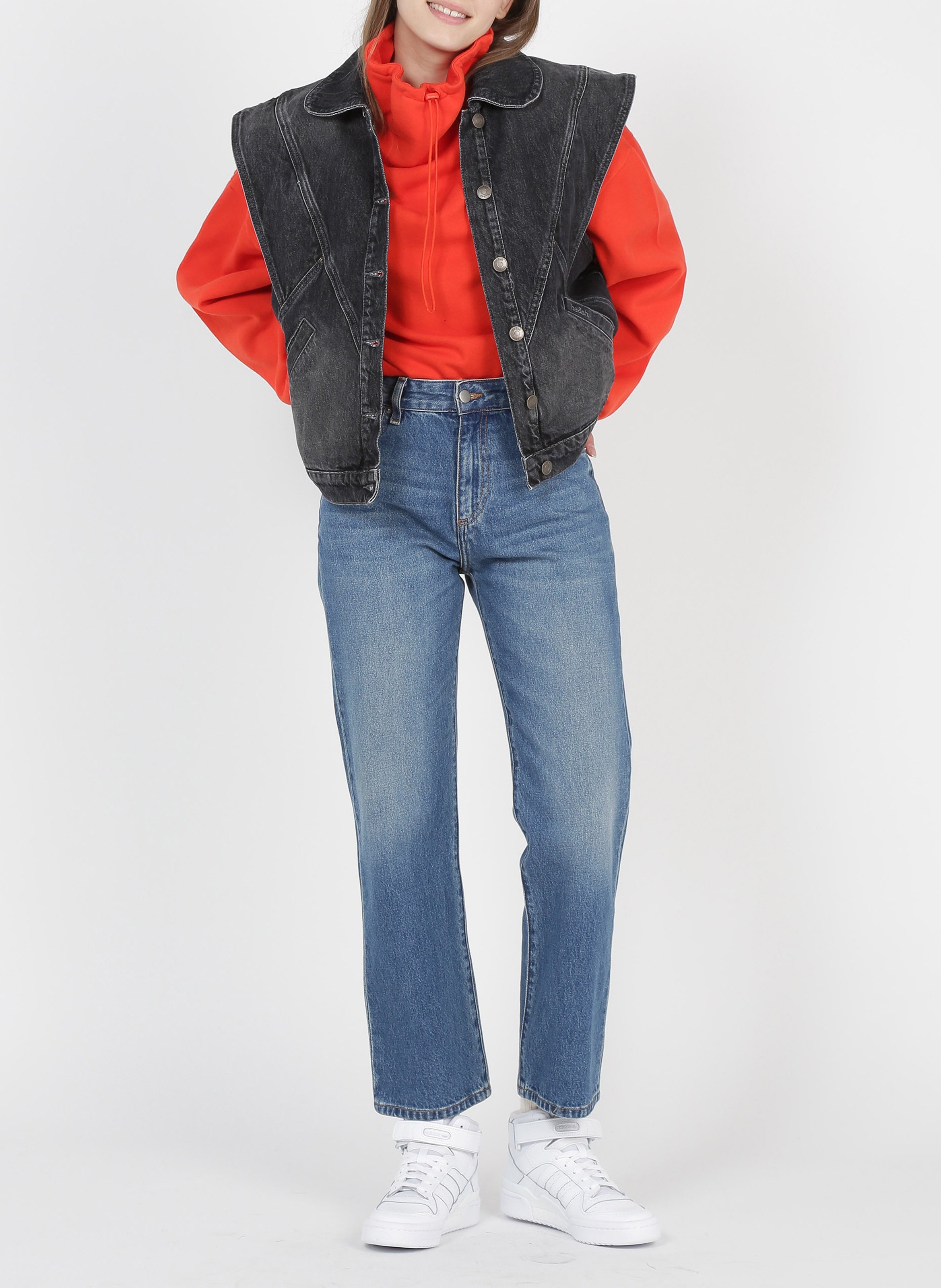 Sleeveless denim jacket Black