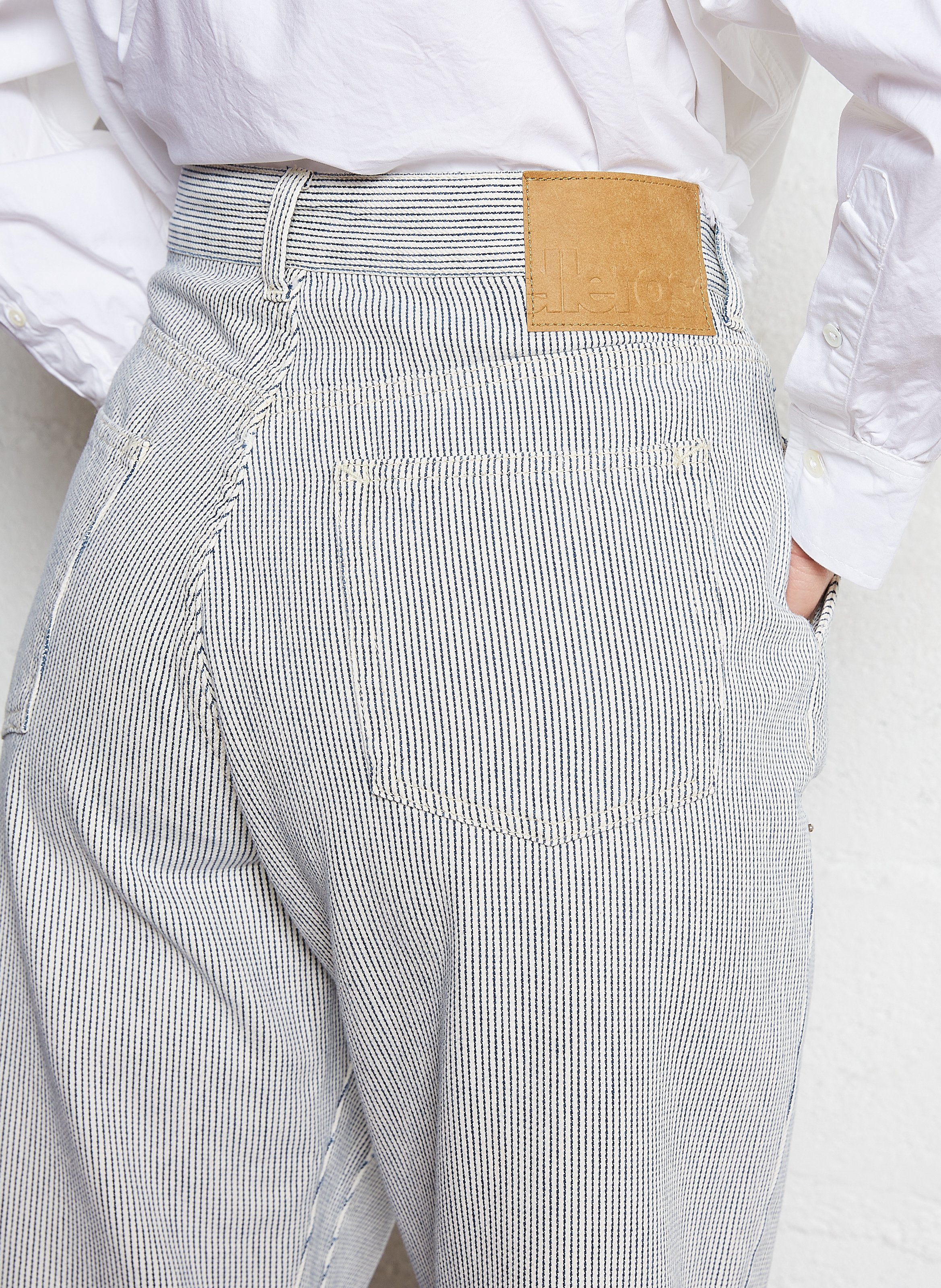 Rechte jeans van gestreepte katoen BELLEROSE Wit