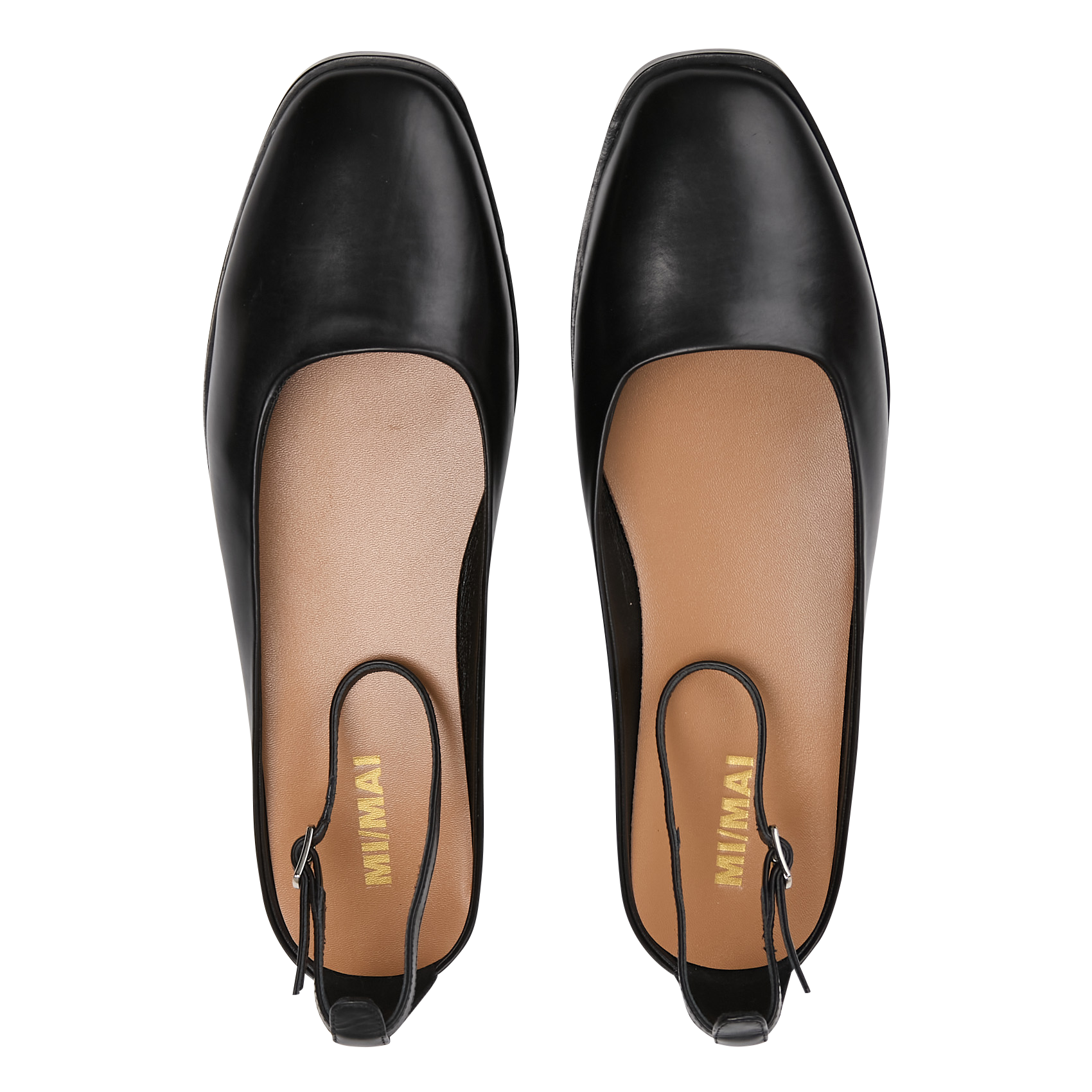 Sandales plates en cuir MI/MAI Noir