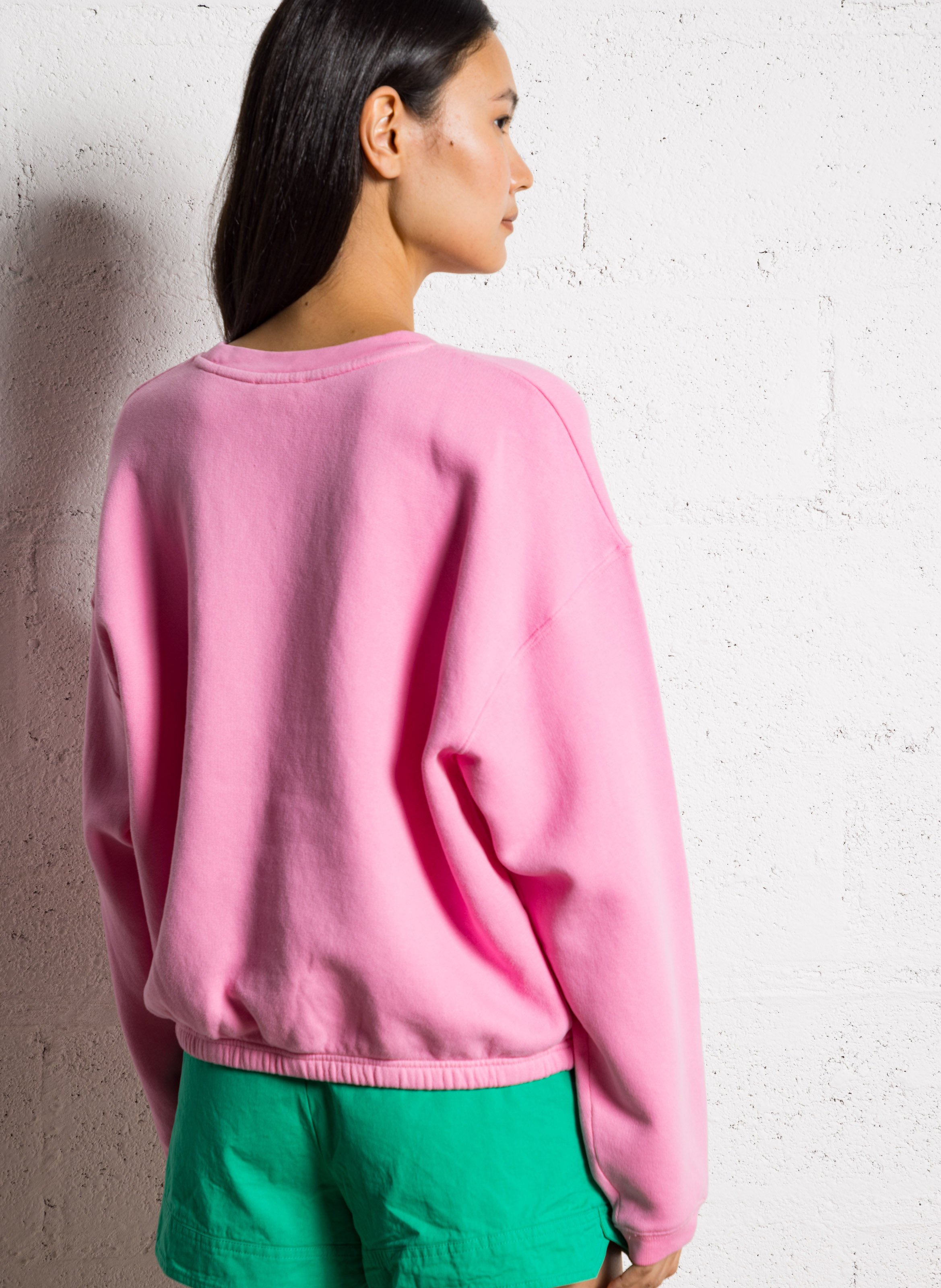 Sweat court col rond en coton mélangé  AMERICAN VINTAGE Rose