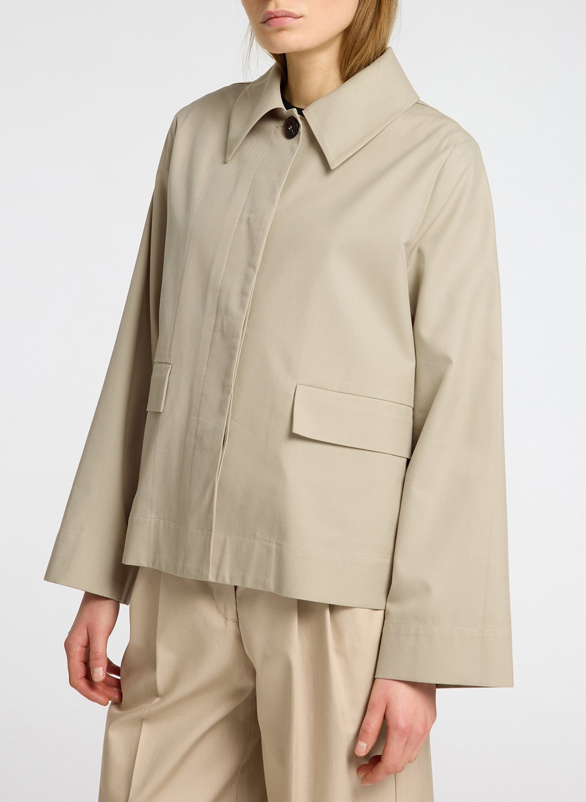Straight buttoned jacket with scarf SELECTED Beige