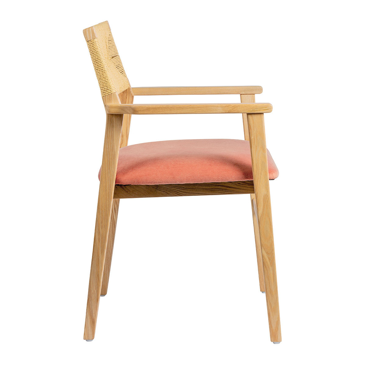 Chaise paloma en corde de papier et velours - framboise BLANC D'IVOIRE Rose