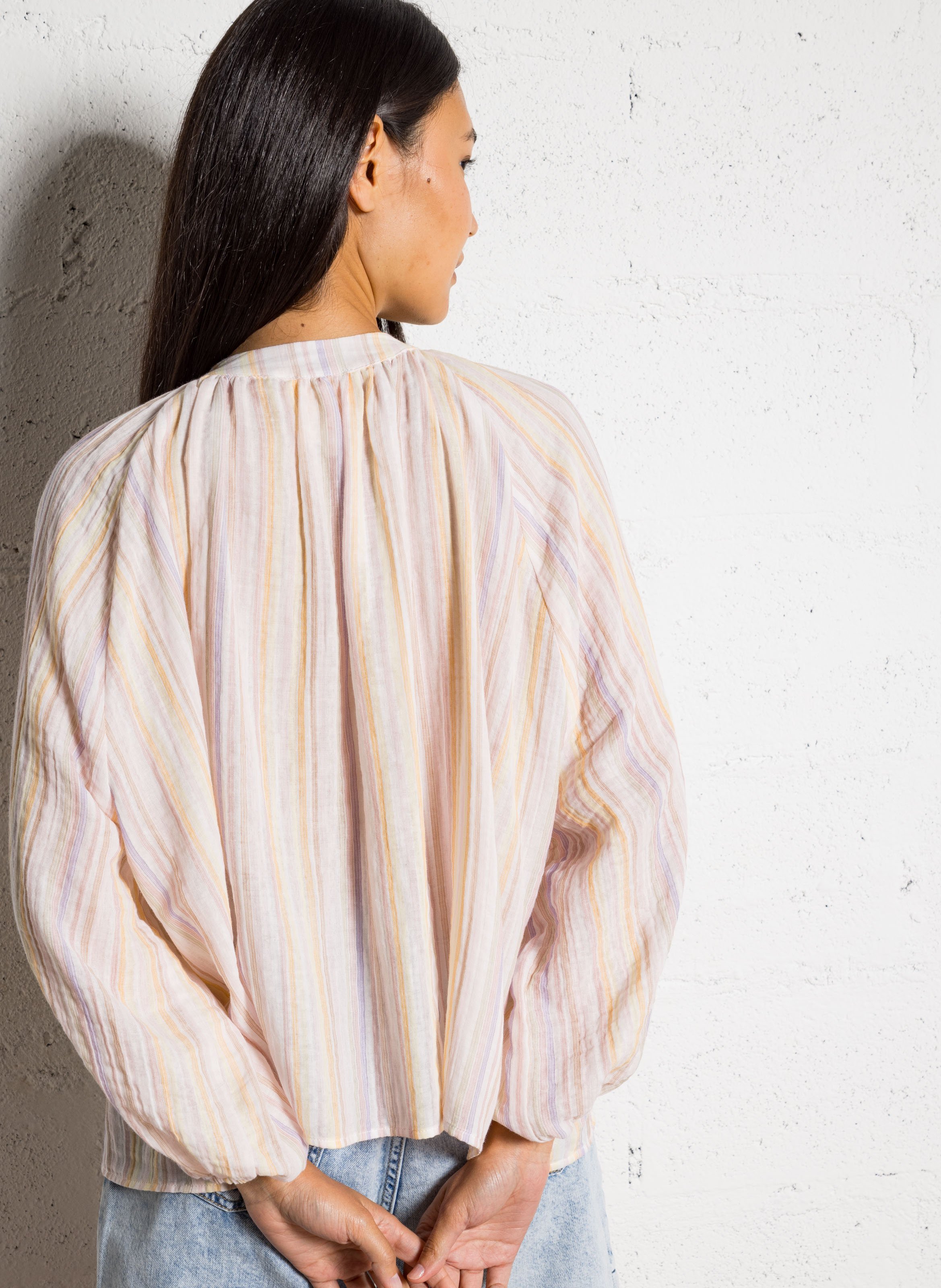 Round-neck cotton-blend shirt THE LABEL EDITION Beige