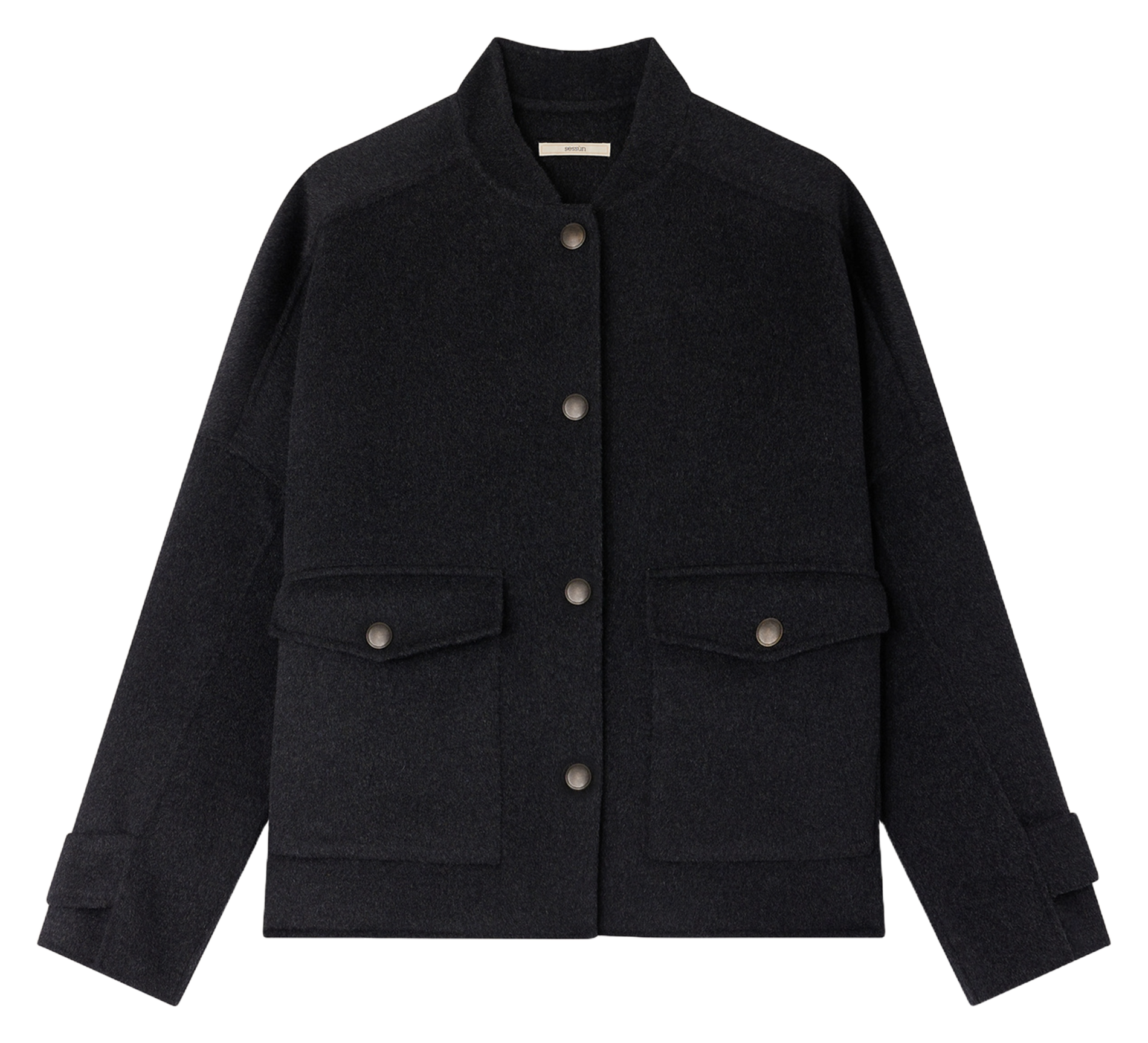 Teddy-style wool blend jacket SESSUN Grey