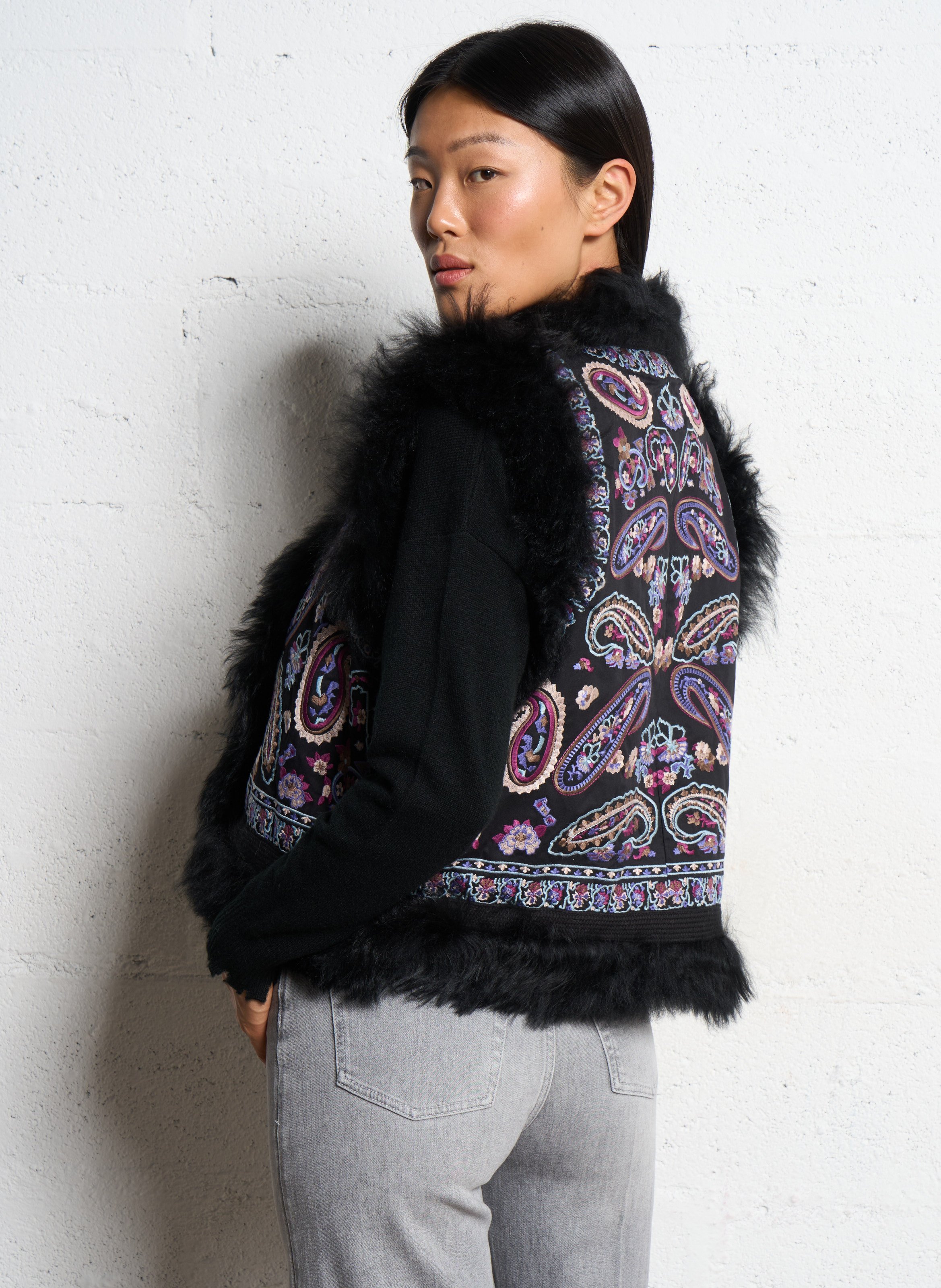 Gerader Baumwoll-Cardigan ANTIK BATIK Schwarz