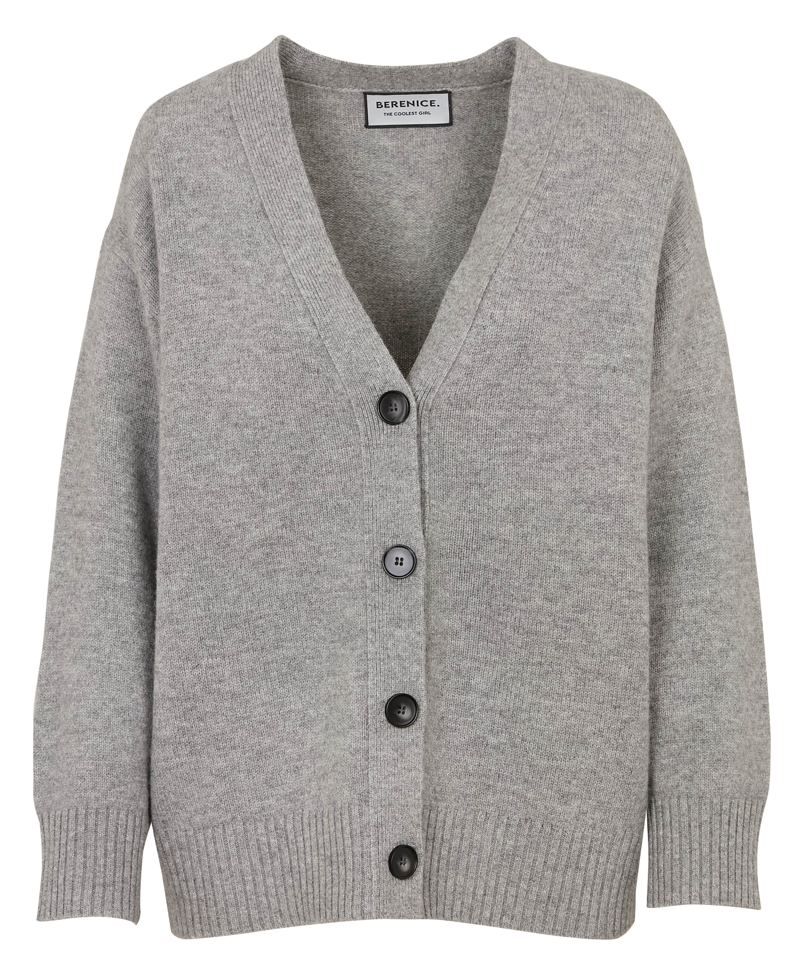 Strickjacke aus Wolle mit V-Ausschnitt BERENICE Grau