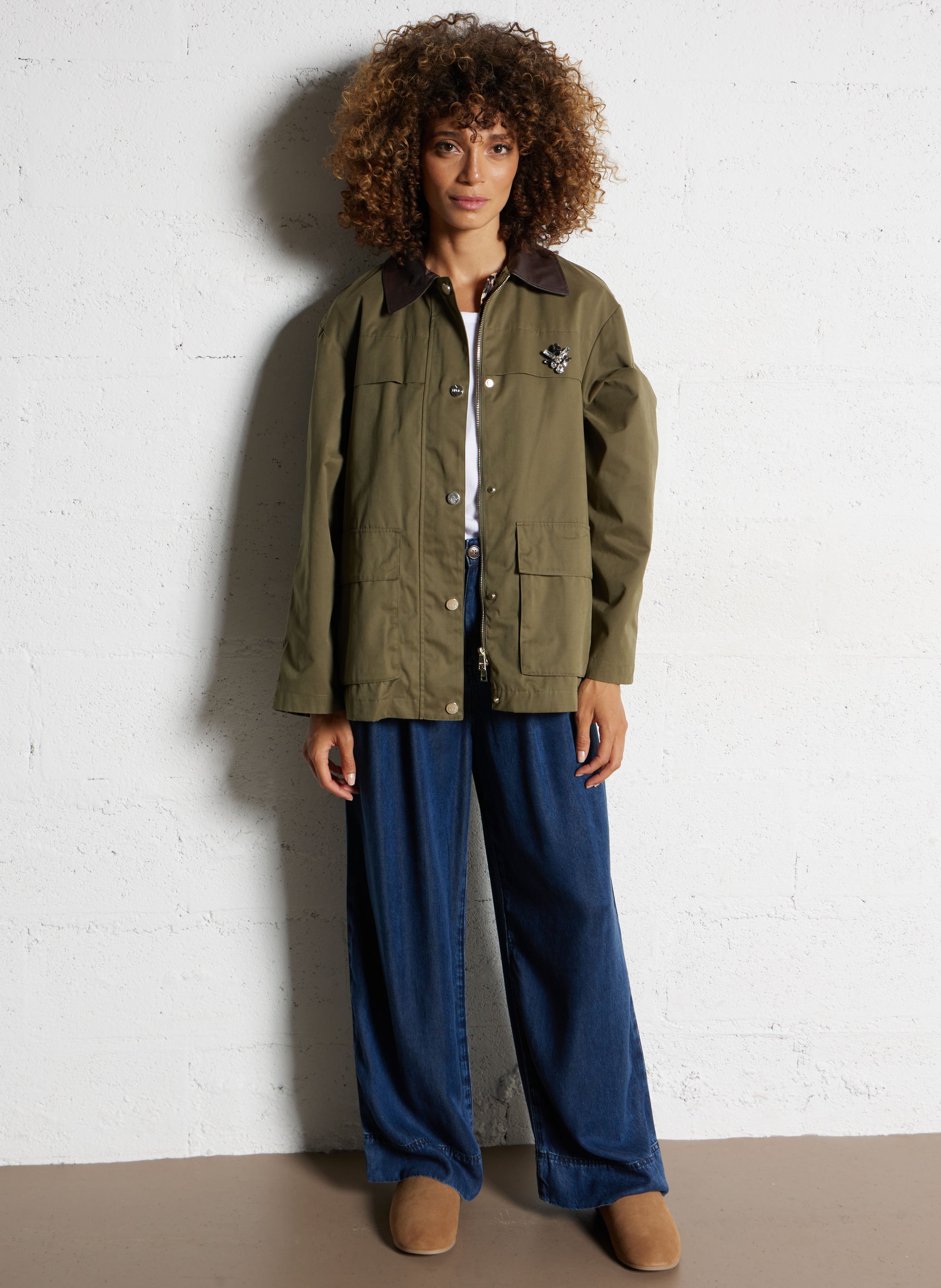 Manteau droit boutonné à col ciré LIU JO Violet